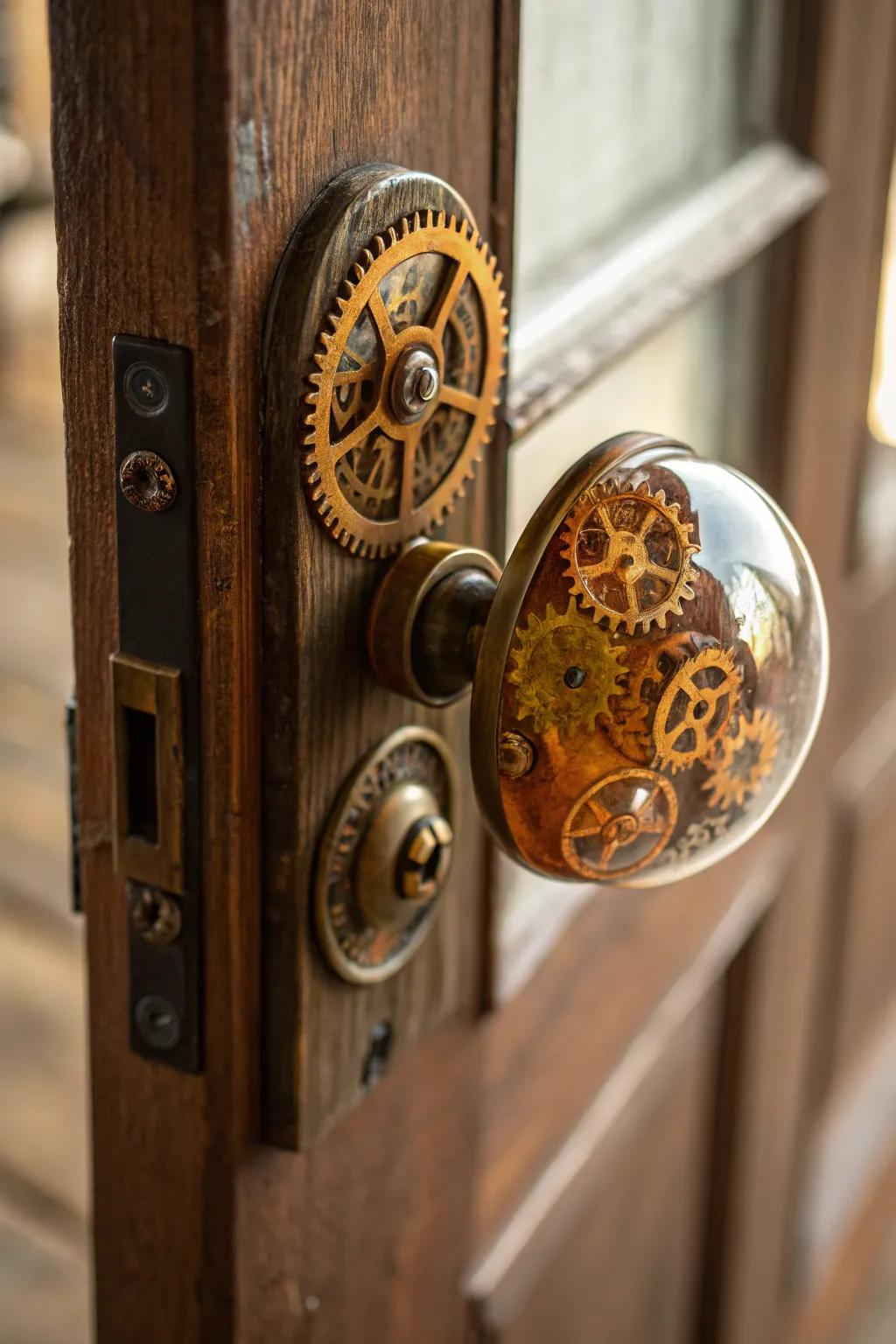 Elevate your decor with a custom steampunk resin doorknobâwhere industrial meets elegance.