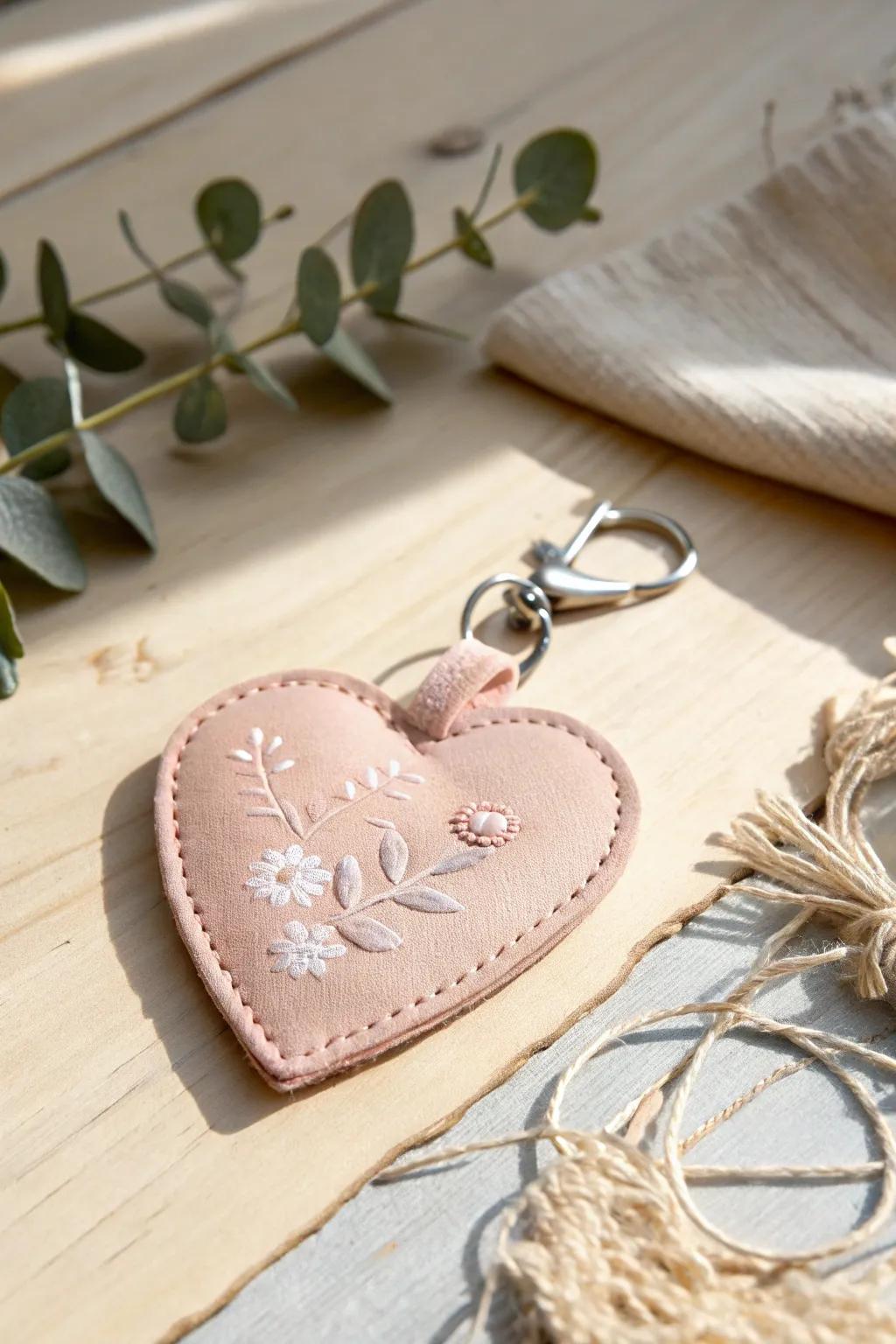 Crafted with love: A beautifully minimalist heart keychain to cherish.