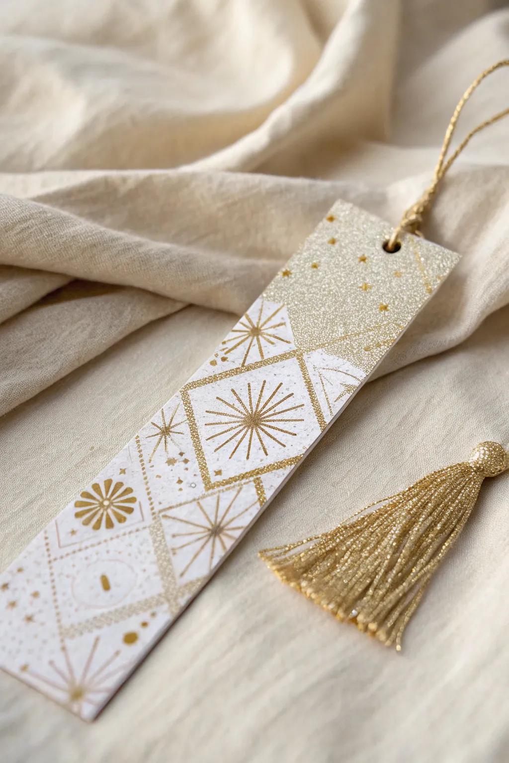 Add a sprinkle of magic to your reading nook with this handcrafted glitter bookmark.