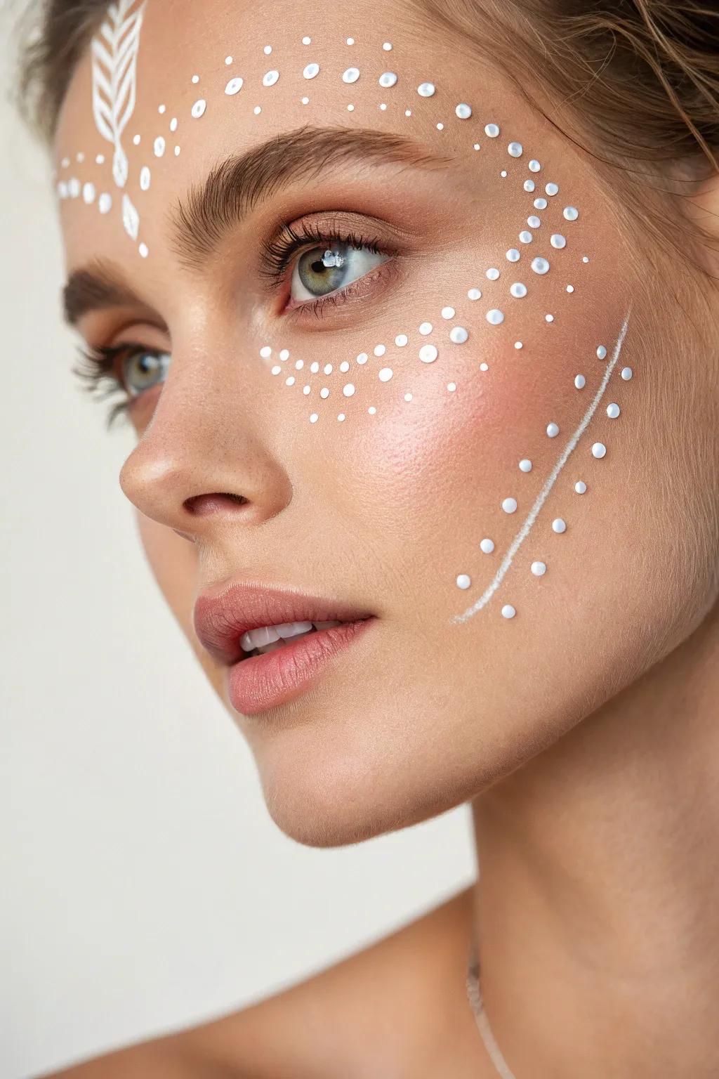 Embrace the morning glow with ethereal dew drop face paint.