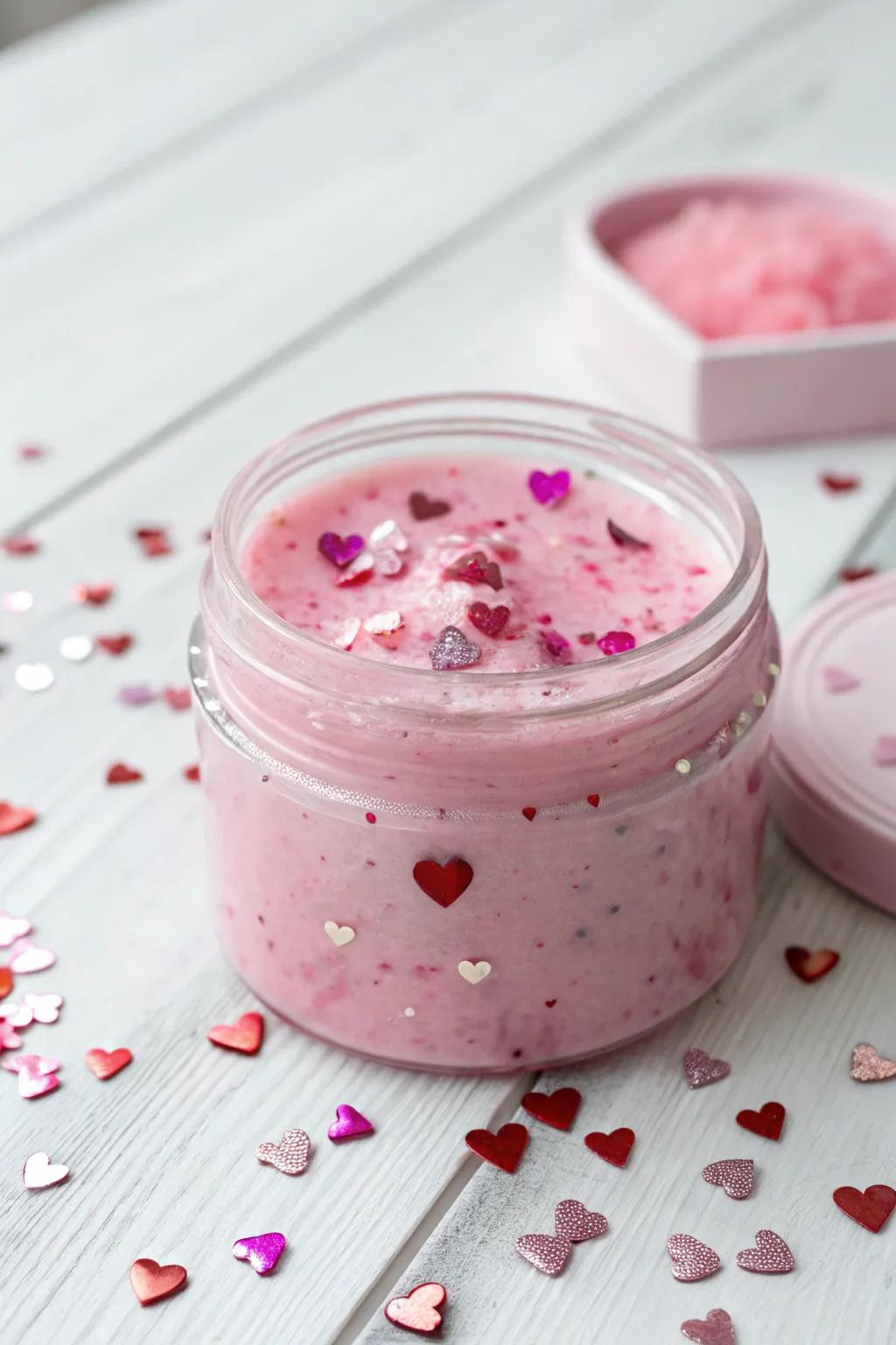 Add a playful sparkle to your Valentine's with this delightful pink glitter slime!