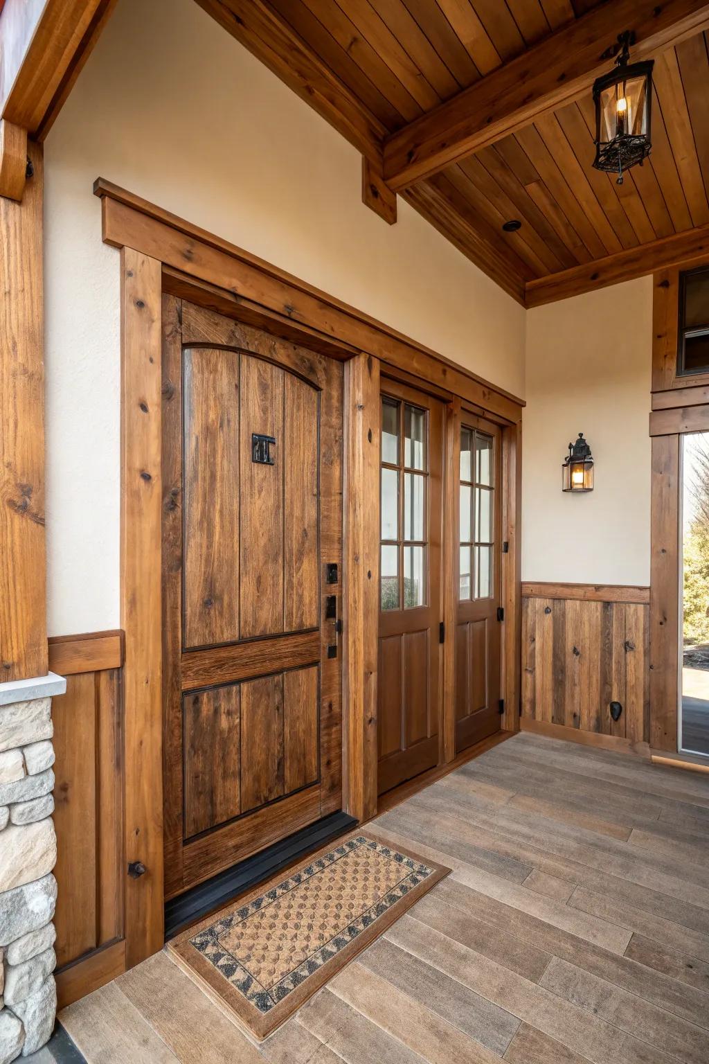 Elevate your entryway with the timeless allure of reclaimed wood.