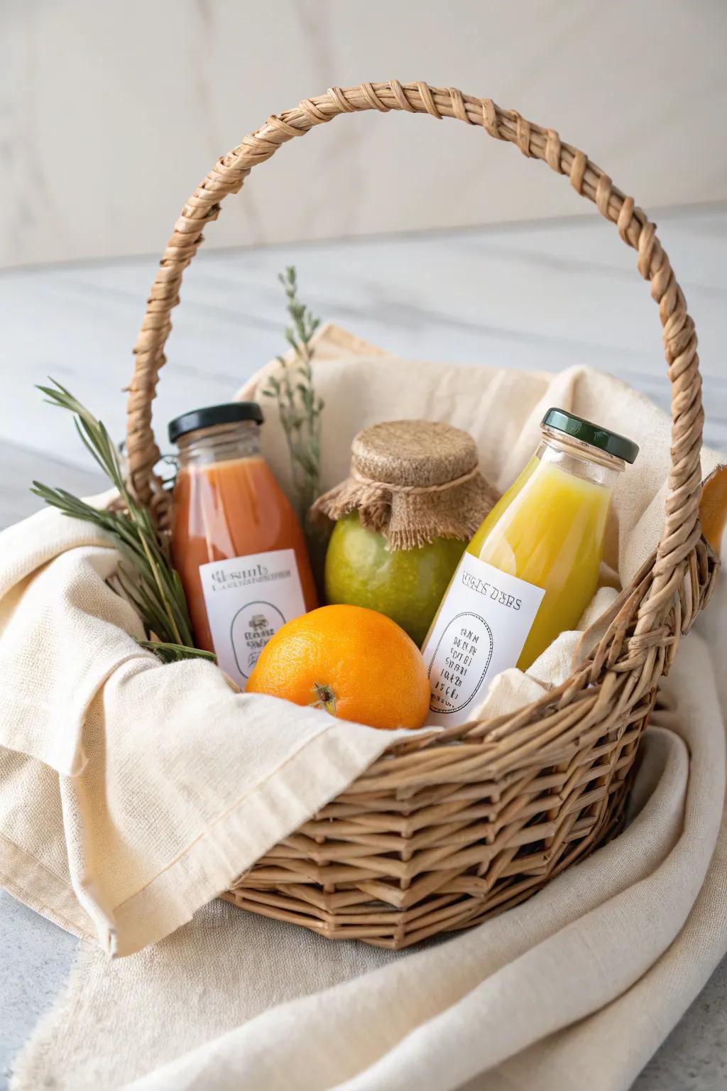 Elevate your brunch with a vibrant juice medley, perfectly styled for a touch of simplistic elegance.