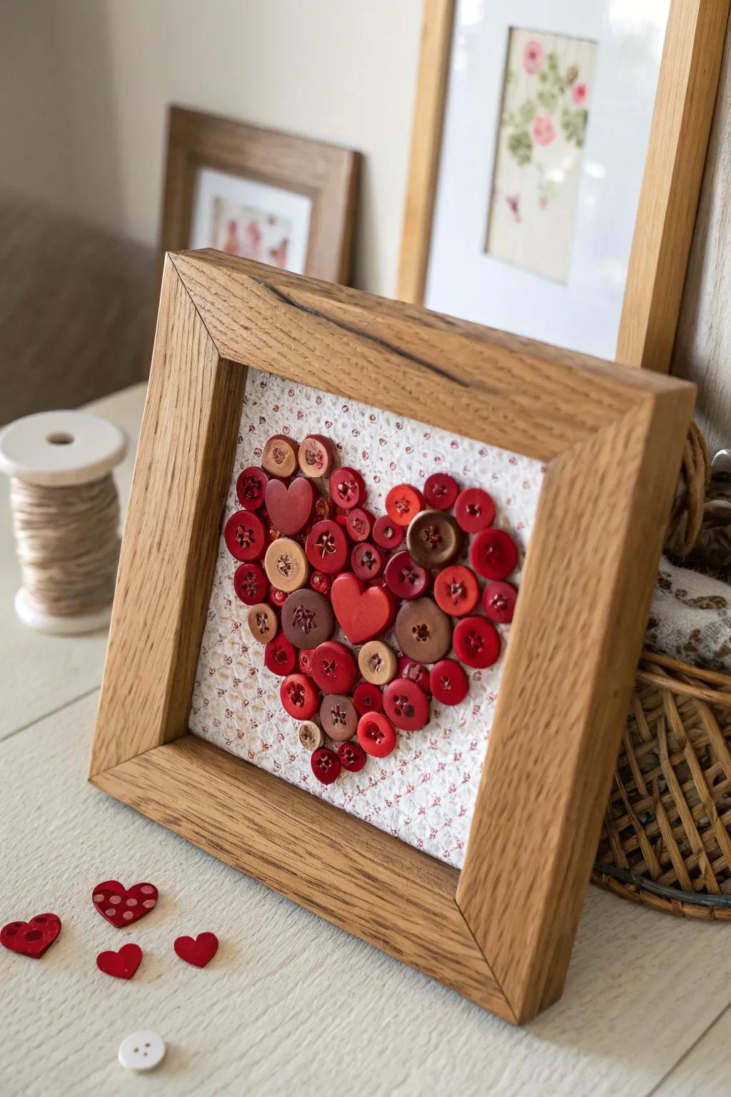 Crafting Love: Upcycle old buttons into charming heart art for a meaningful Valentine's gift.
