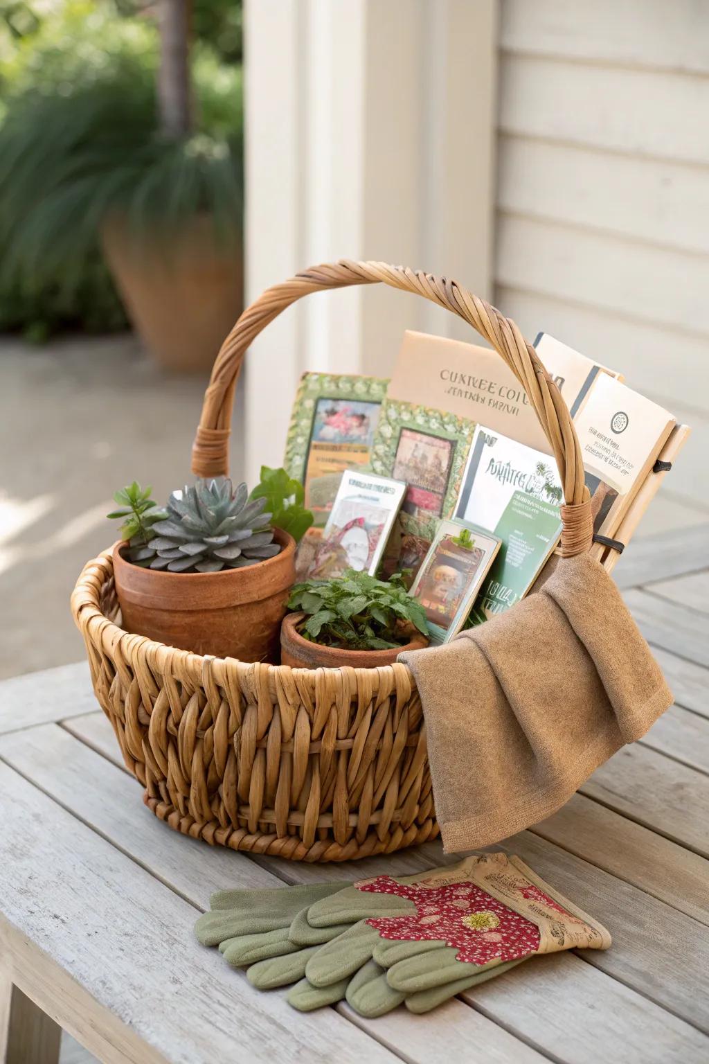 Celebrate growth and love with a beautifully crafted gardener's basket.