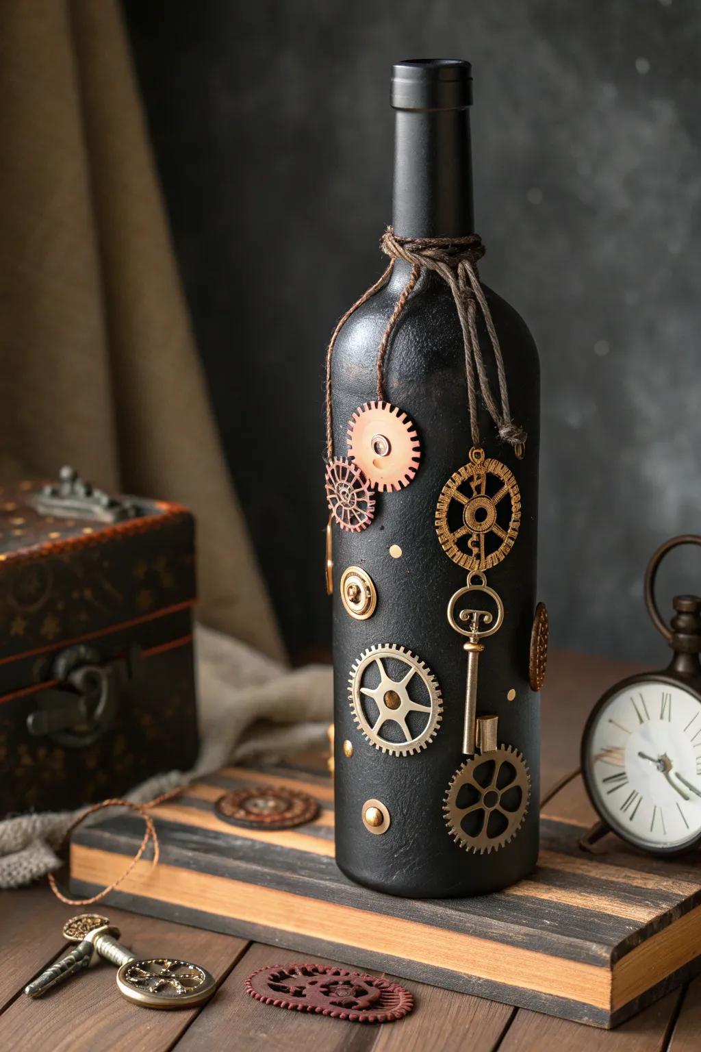 Transform your space with stunning steampunk bottle artâwhere elegance meets industrial charm!