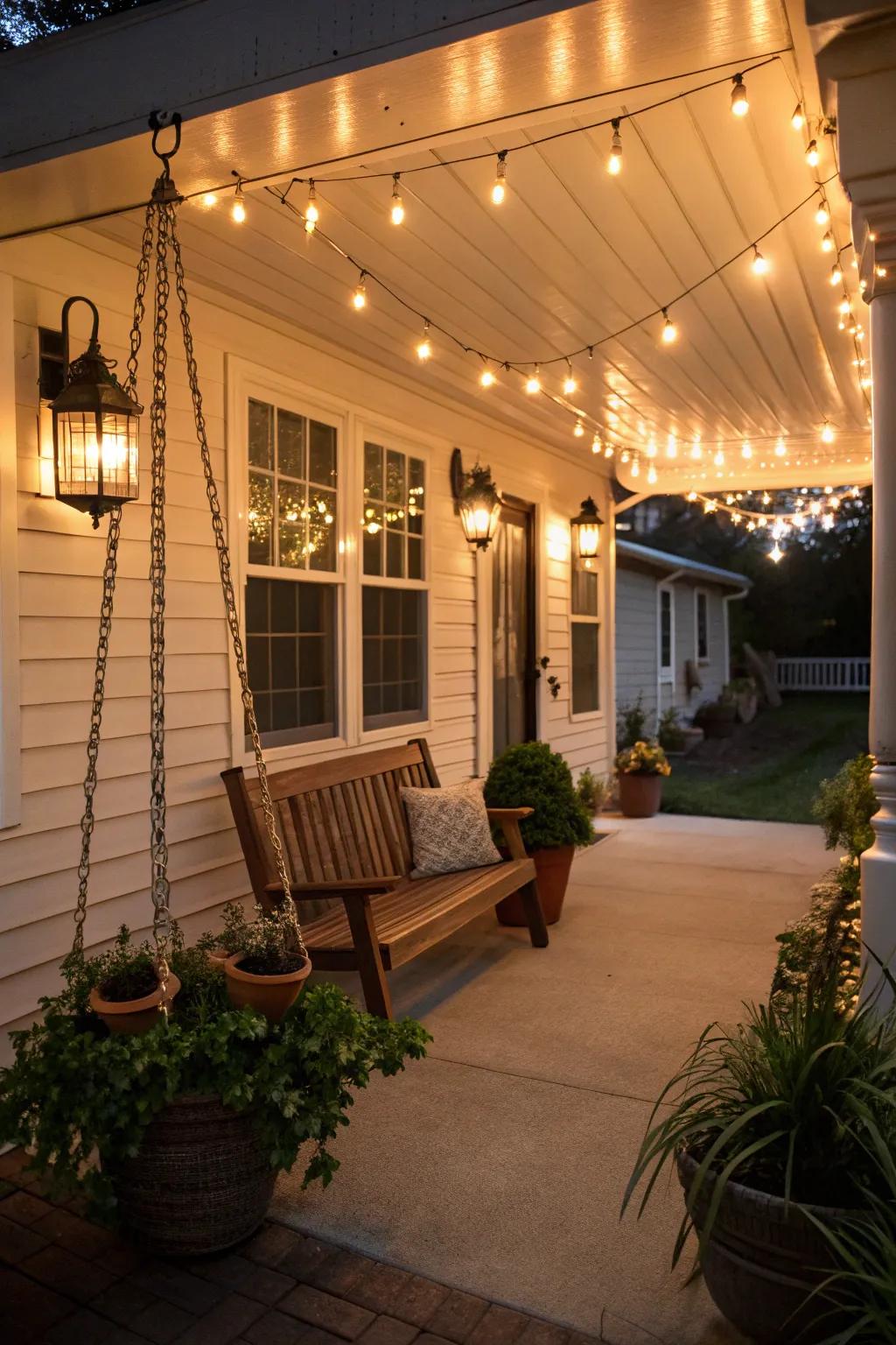 Lighting transforms your porch into a welcoming space, day or night.