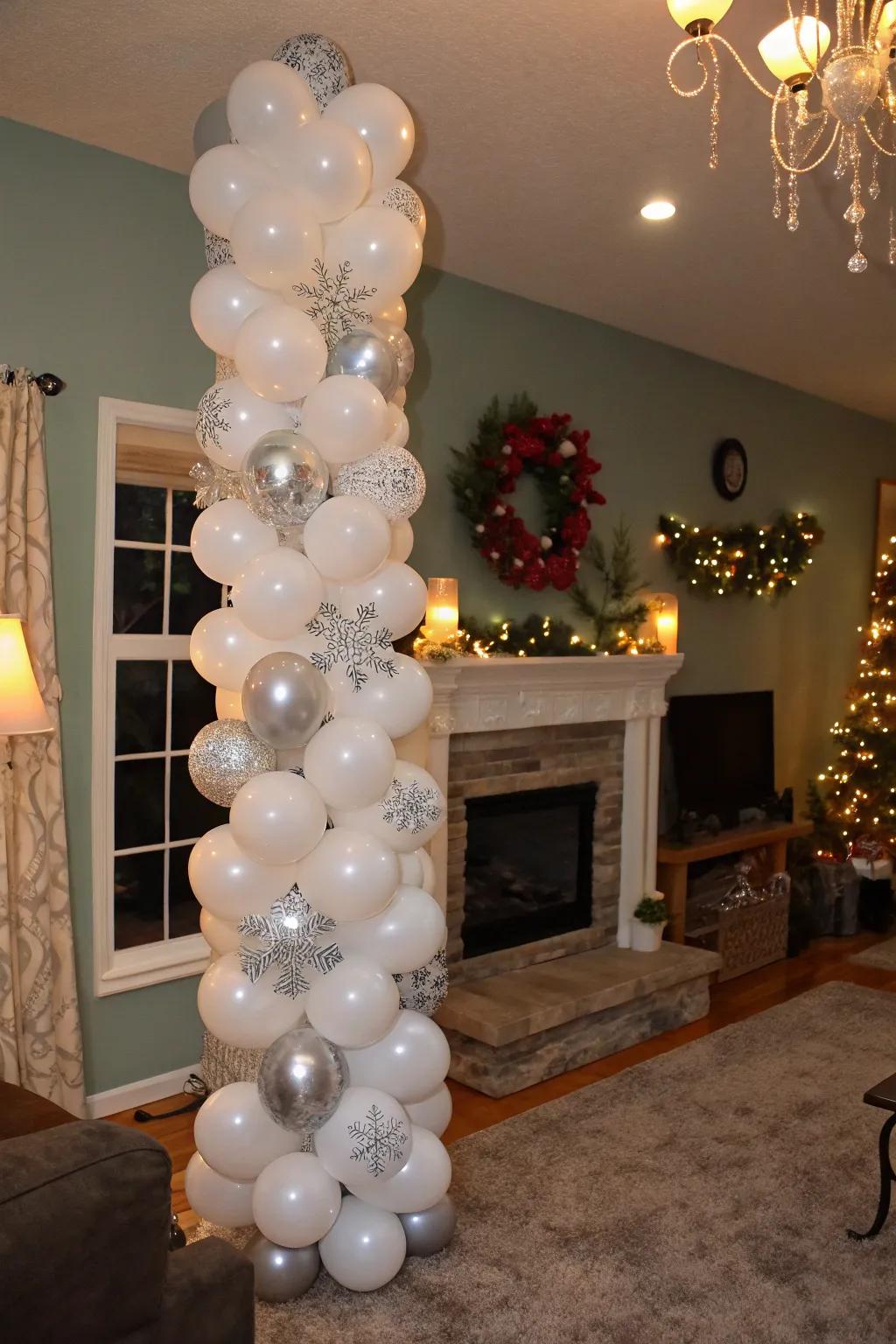 Bring winter magic with a winter wonderland balloon column.
