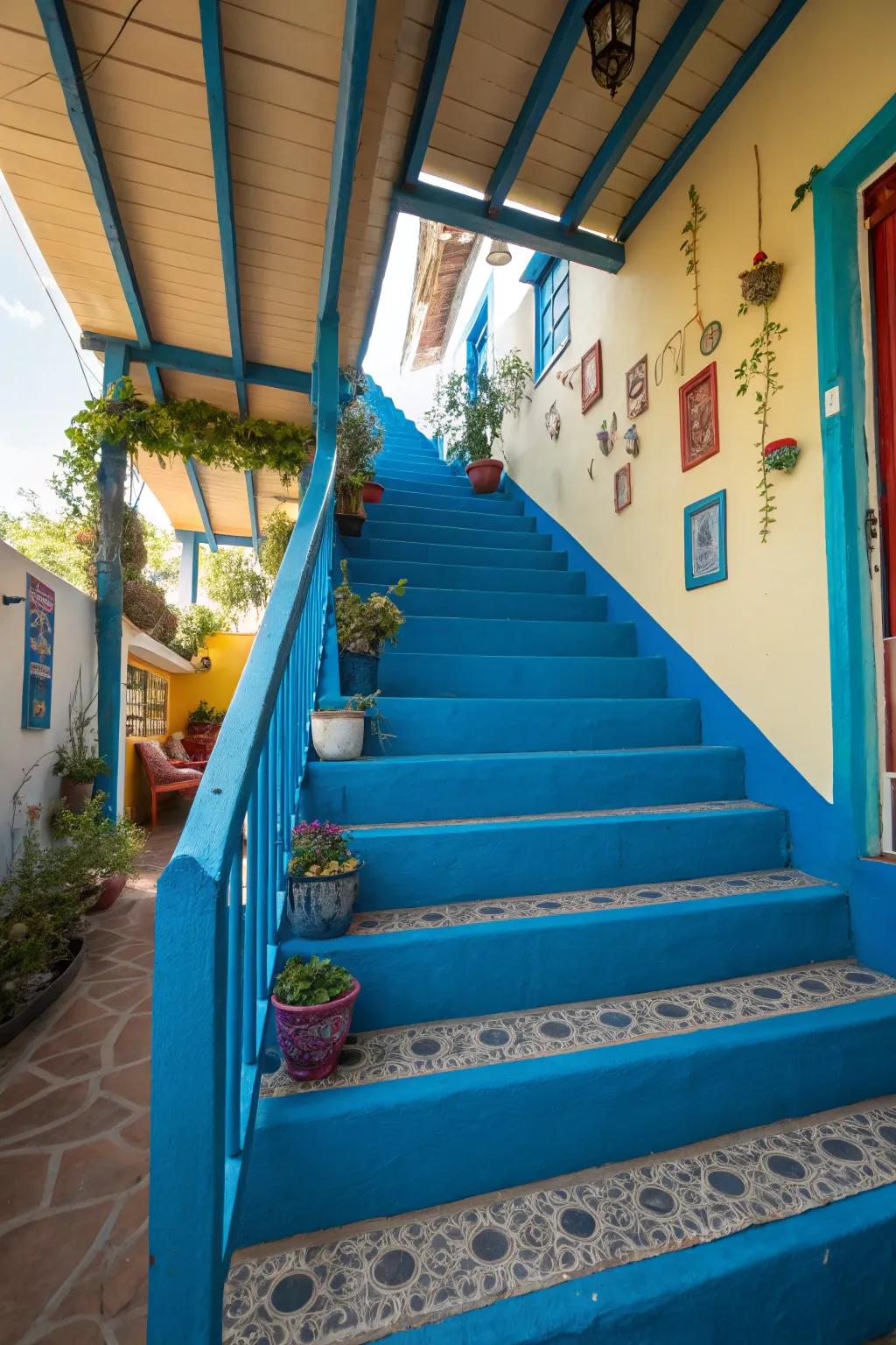 A vibrant pop of color turns your staircase into a joyful statement.