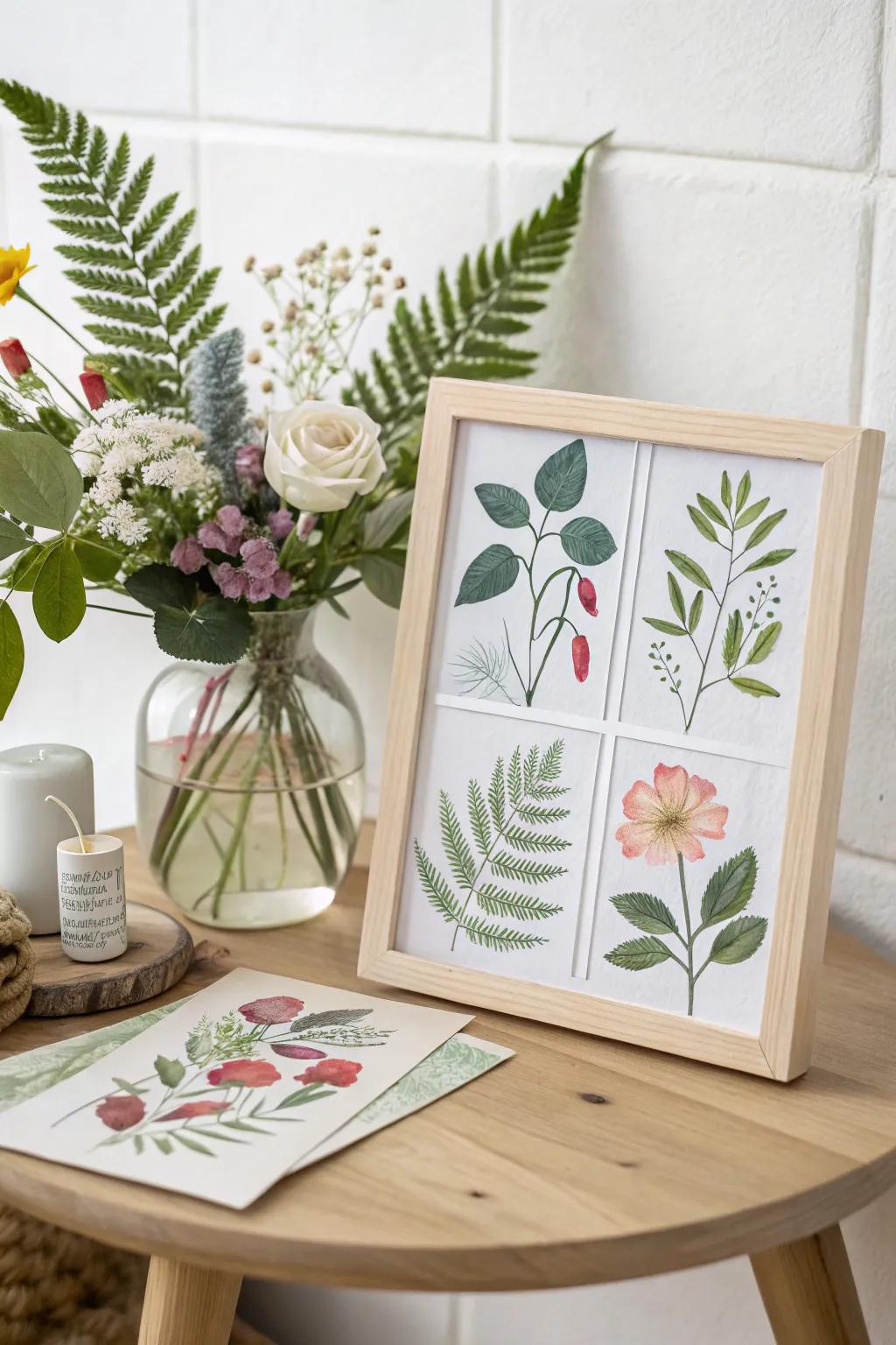 Bring a touch of nature indoors with a stunning watercolor garden collage, perfect for brightening up any space.