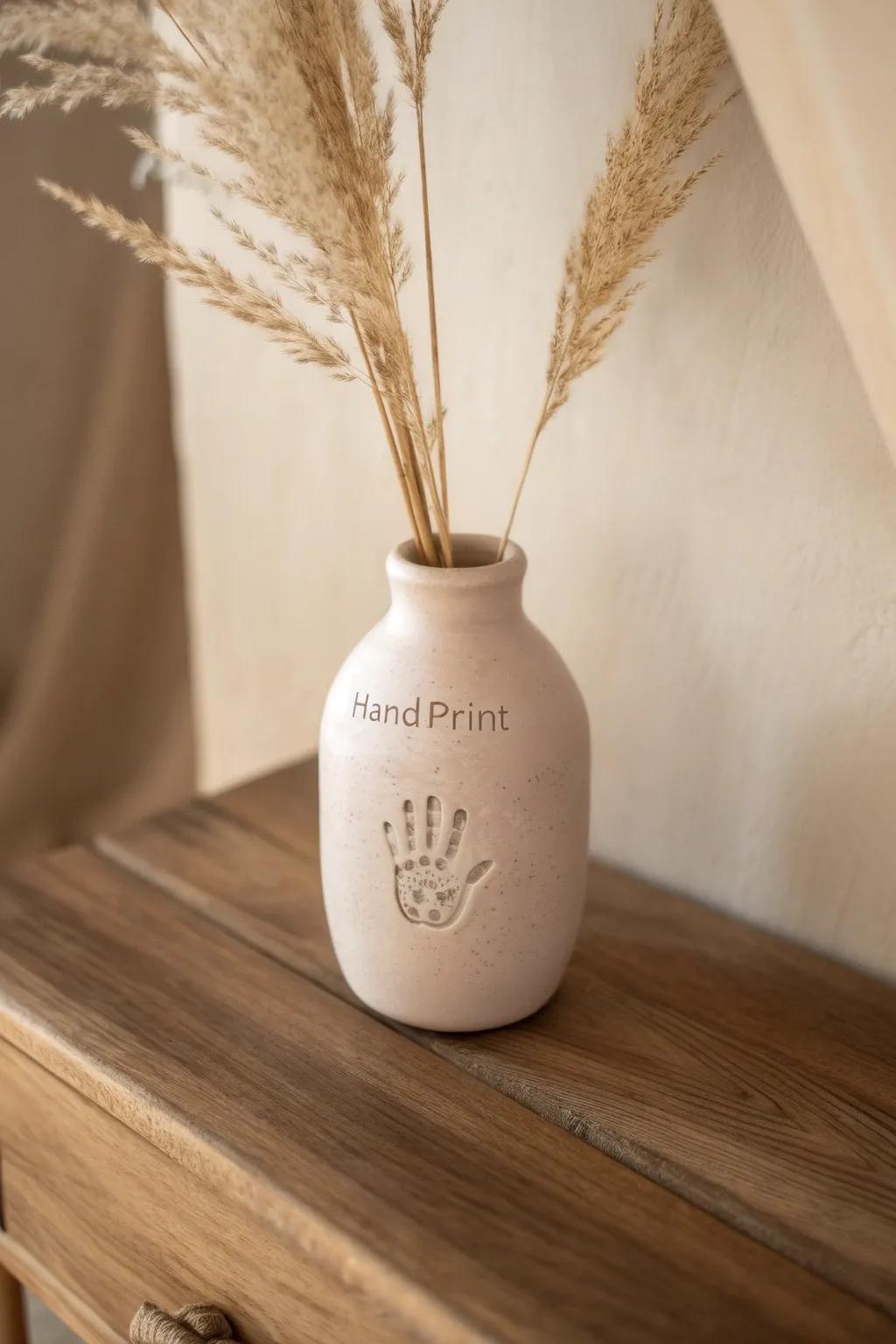 Cherish every moment with a personalized handprint vase, where simplicity meets sentimental beauty.