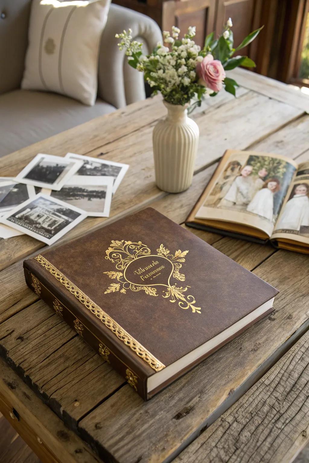 Capture your first year with a custom photo album, a perfect paper gift.