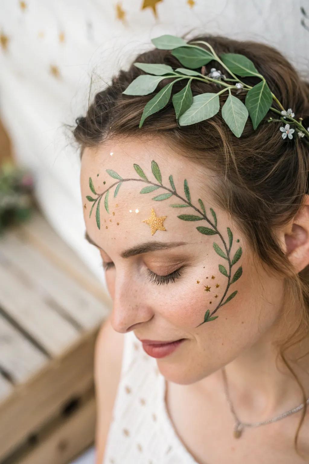Embrace the magic: Let your forehead tell a fairy tale of mystical forests and starry skies.