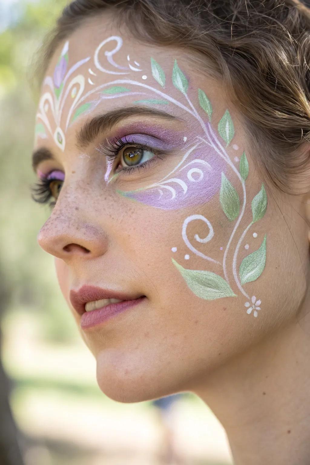 Enchanting Symmetry: Embrace your inner fairy with ethereal face paint designs.