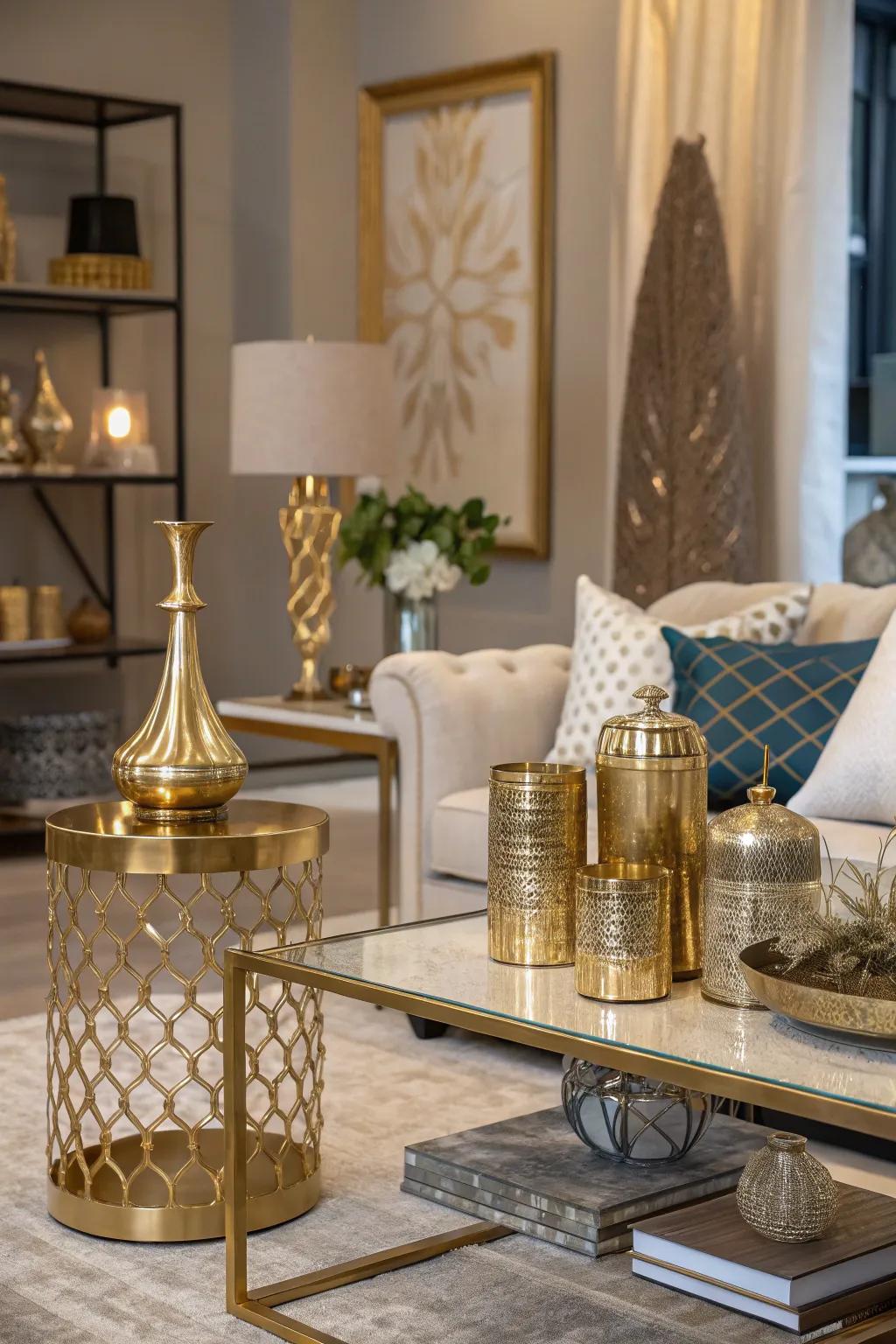 Metallic accents that add a hint of glamour.