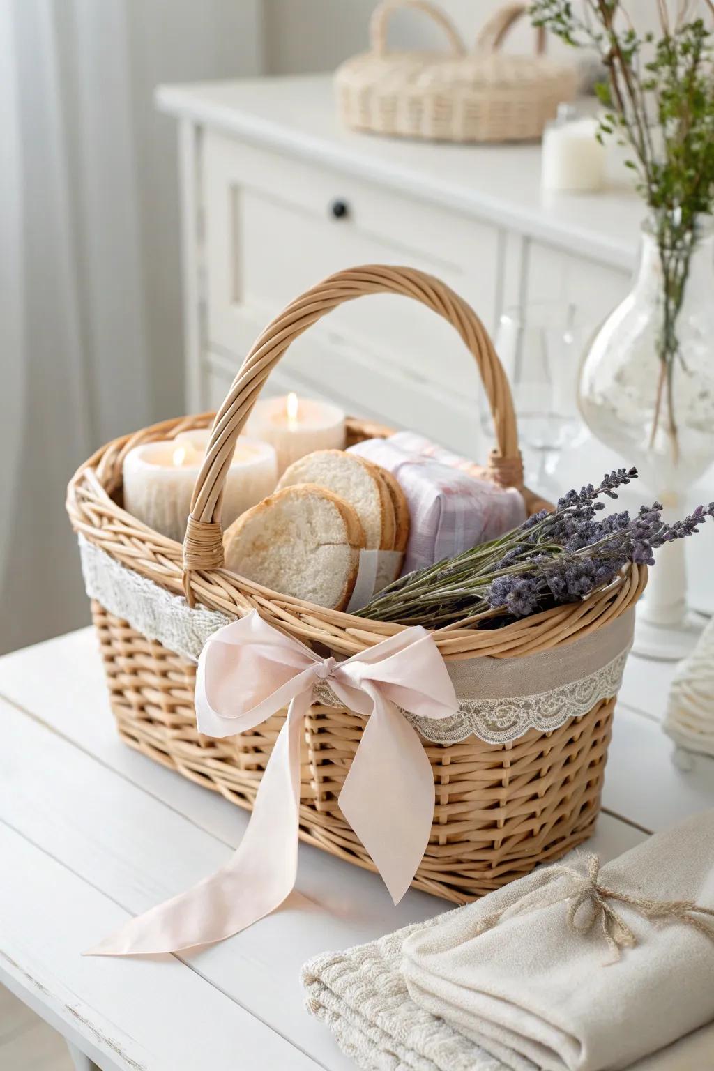 Elevate your brunch gifting with this beautifully curated basket, a perfect blend of elegance and natural charm.