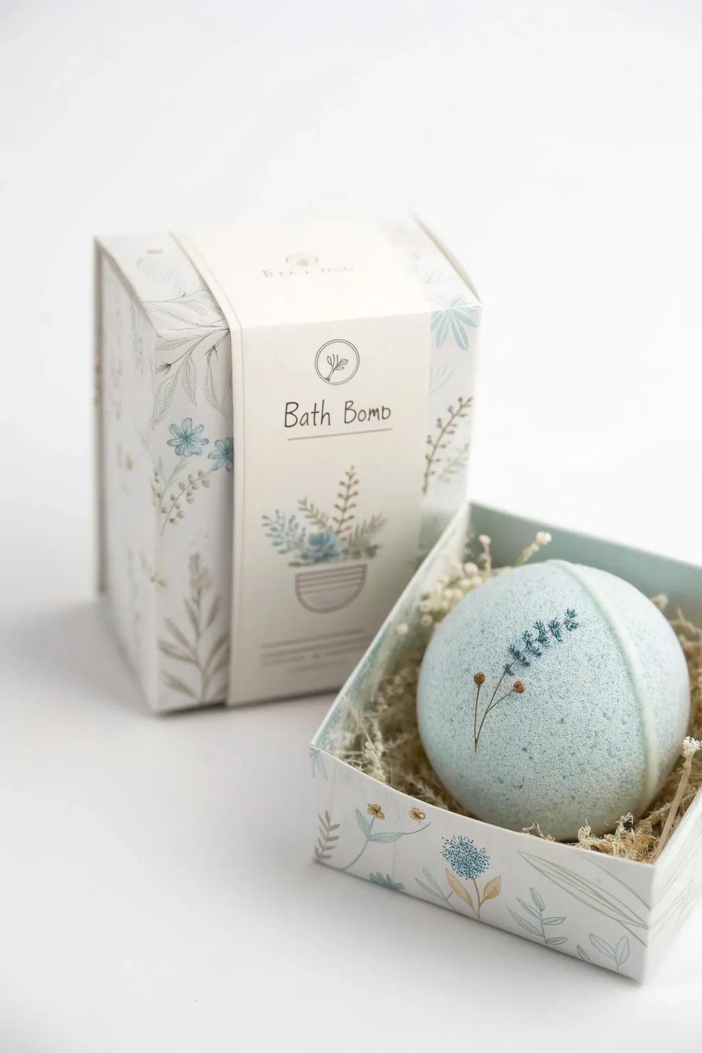 Unwind in luxury with our spa-themed bath bomb packaging, where simplicity meets natural elegance.