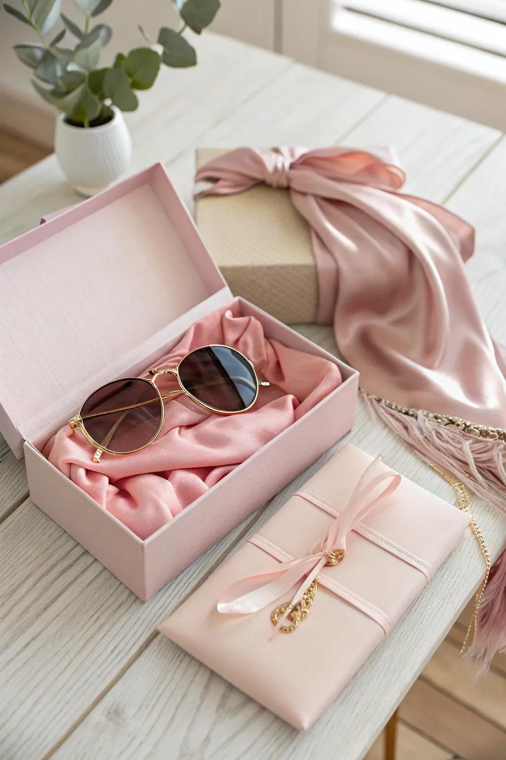 Elevate her style with this chic pink gift set â a touch of elegance for any fashionista.