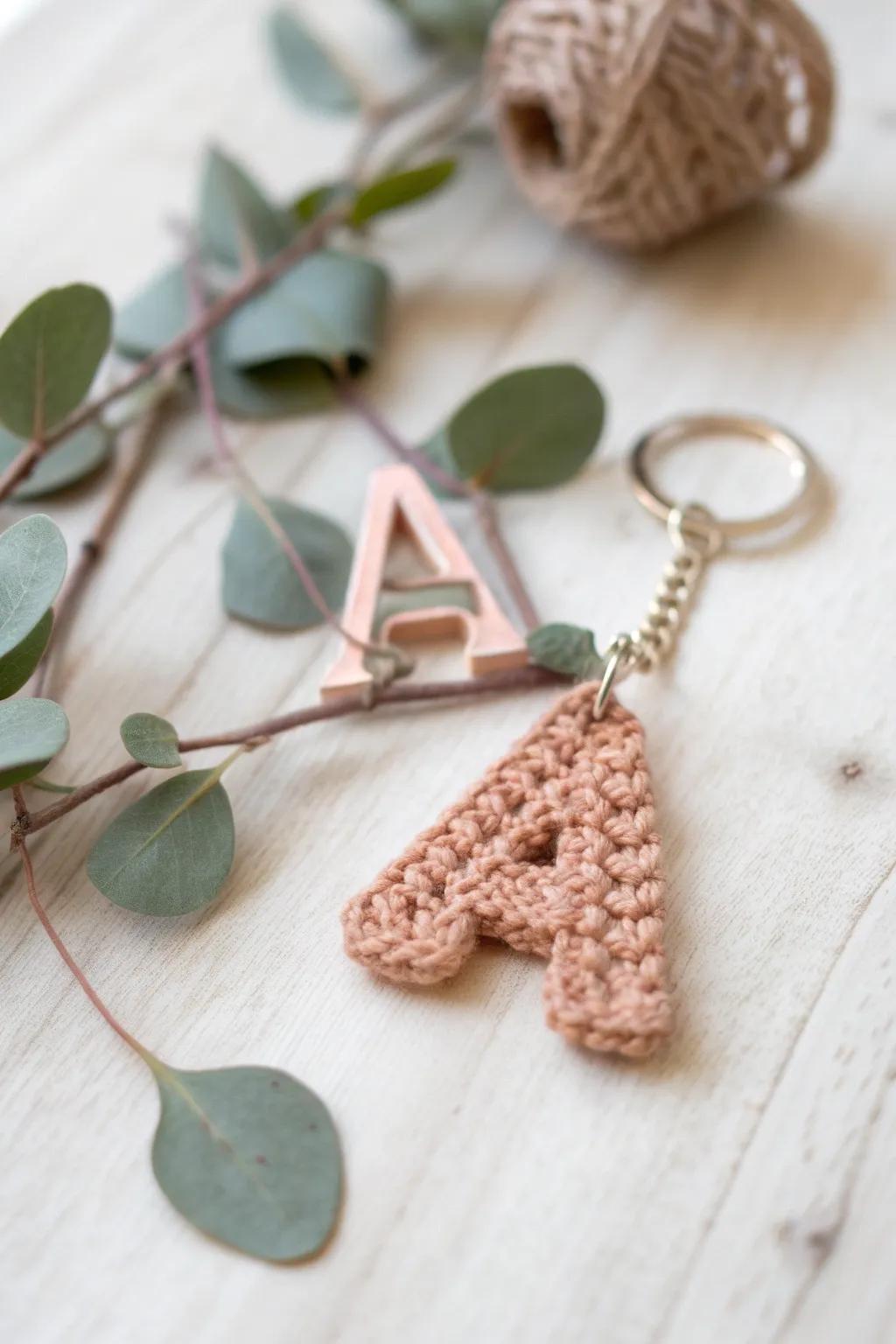 Add a personal touch with a handcrafted crochet initial keychain â perfect for gifts and style.