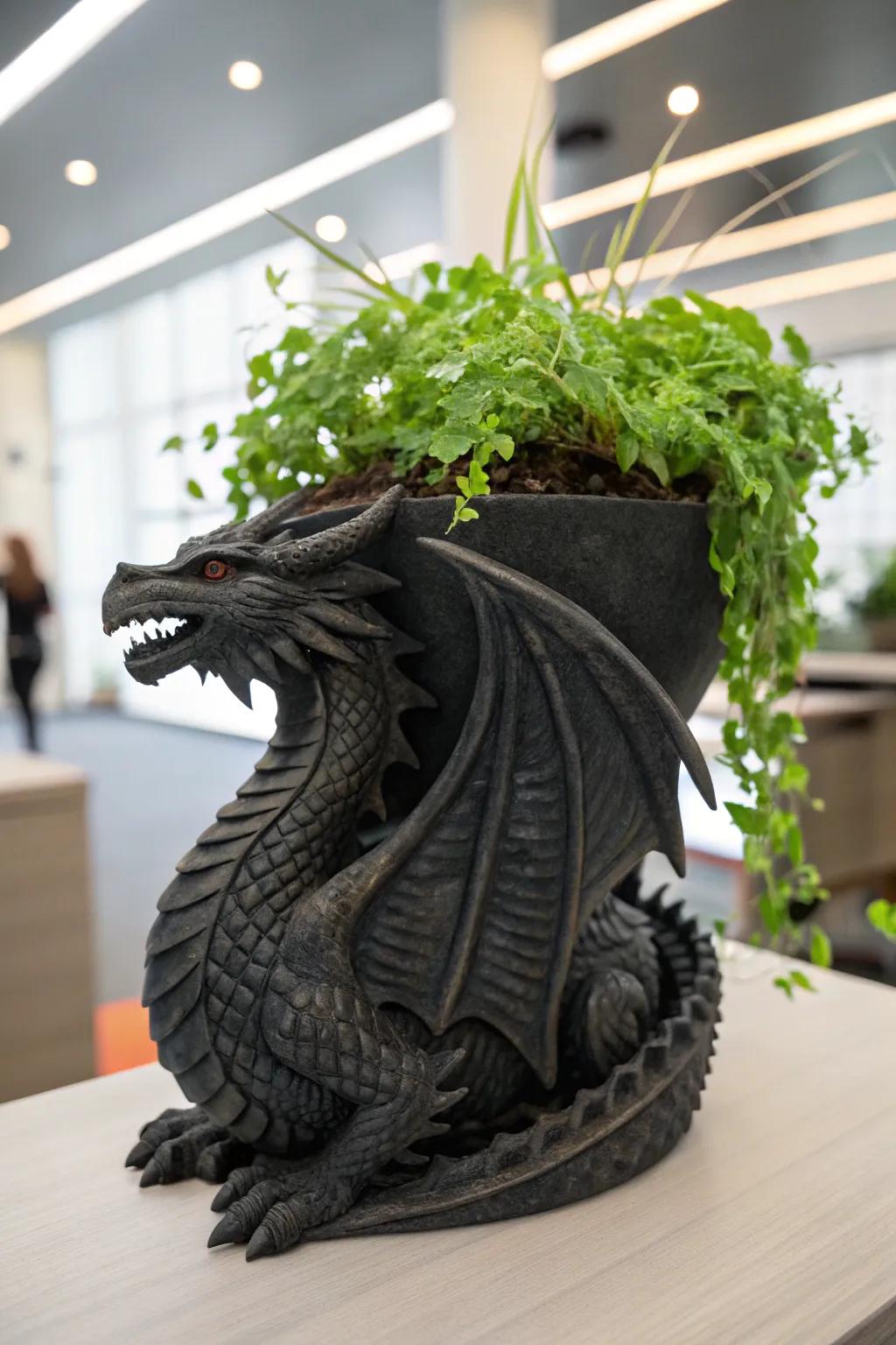 Bring mythical charm to your space with a dragon-shaped 3D-printed planter!