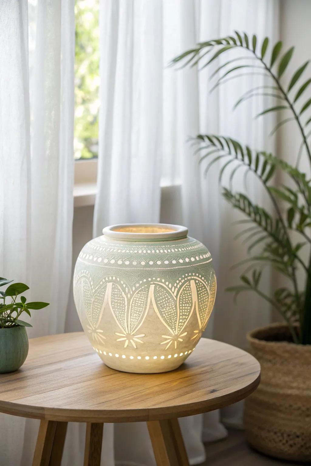 Illuminate your garden with the enchanting glow of handcrafted clay pots.