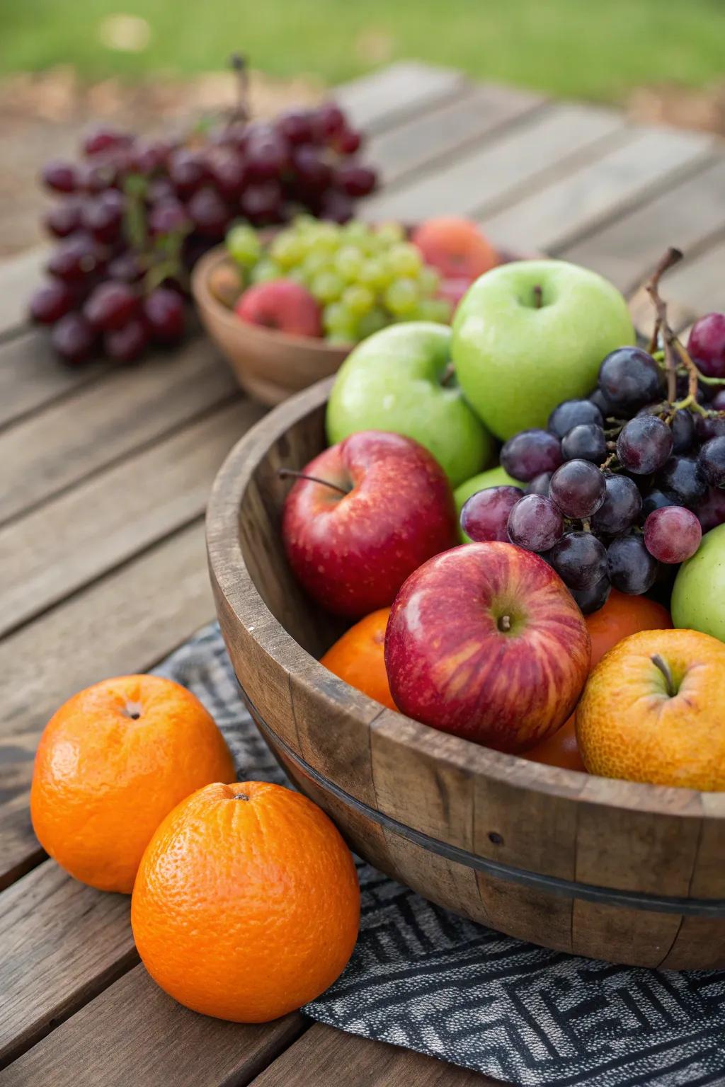 A fresh fruit medley makes for a refreshing camping snack.