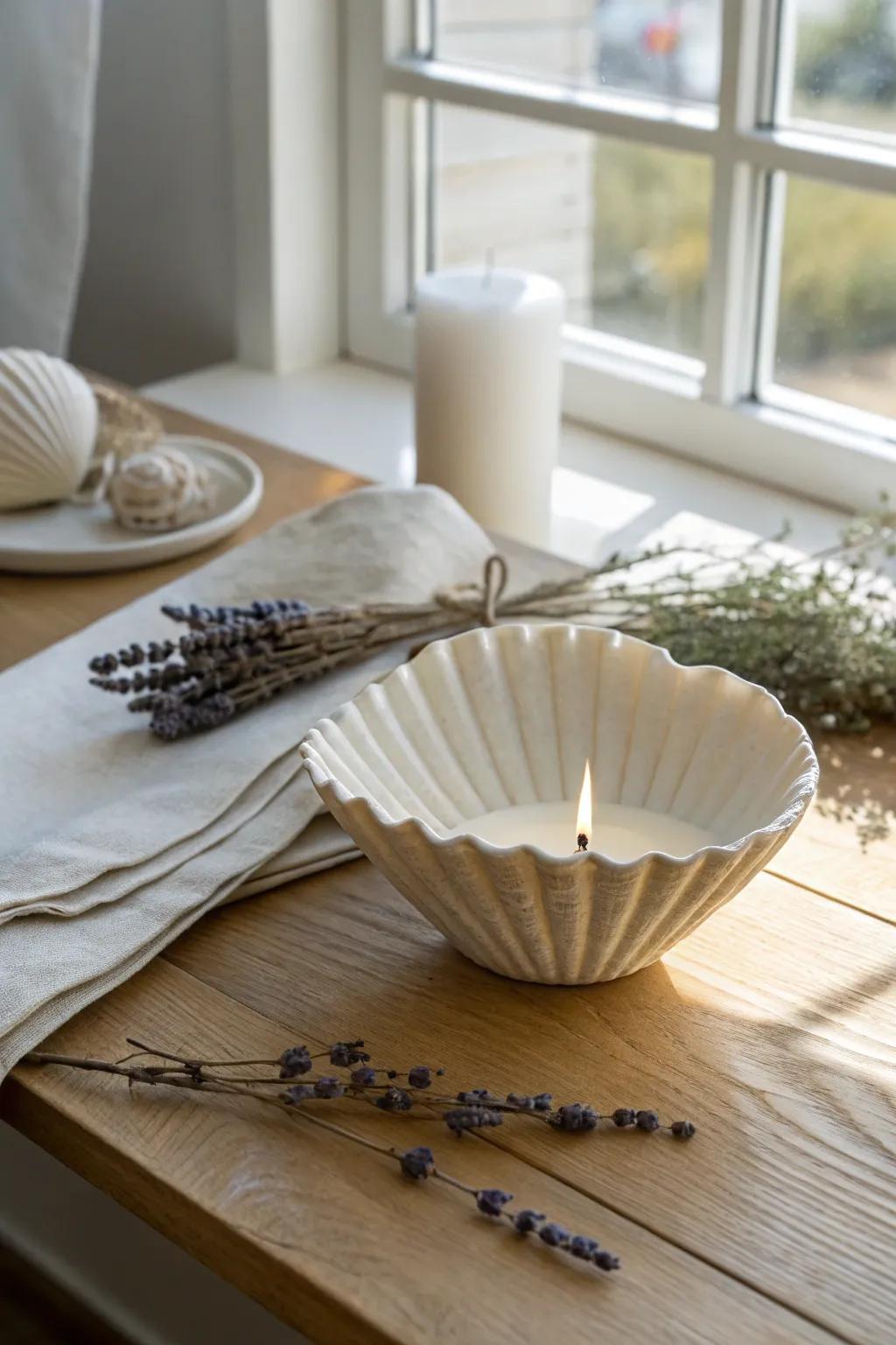 Embrace coastal elegance with this beautifully crafted shell candle holder, perfect for bringing a whisper of summer into your home.