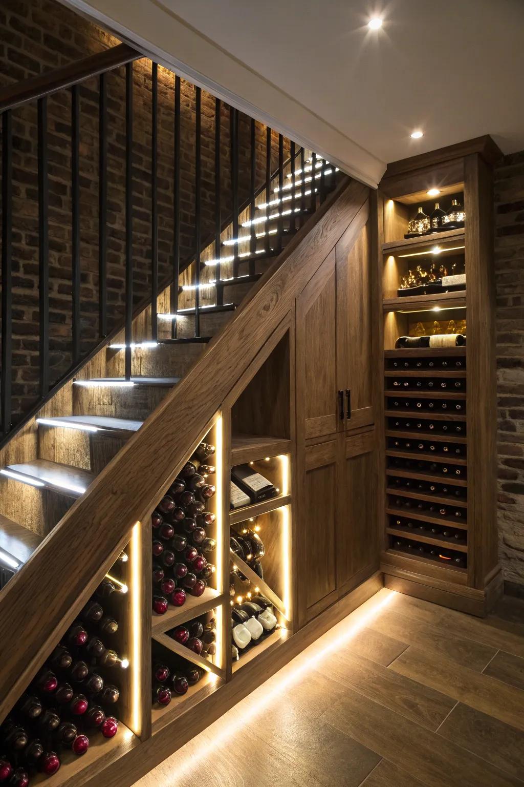 Integrated lighting that enhances the visual appeal of your wine cellar.