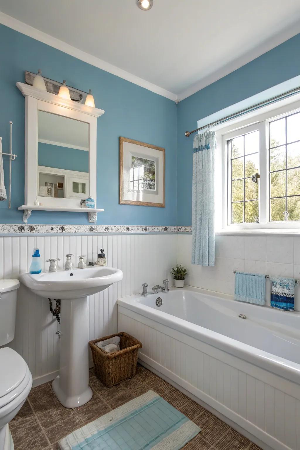 Blue and white create a timeless and fresh contrast.