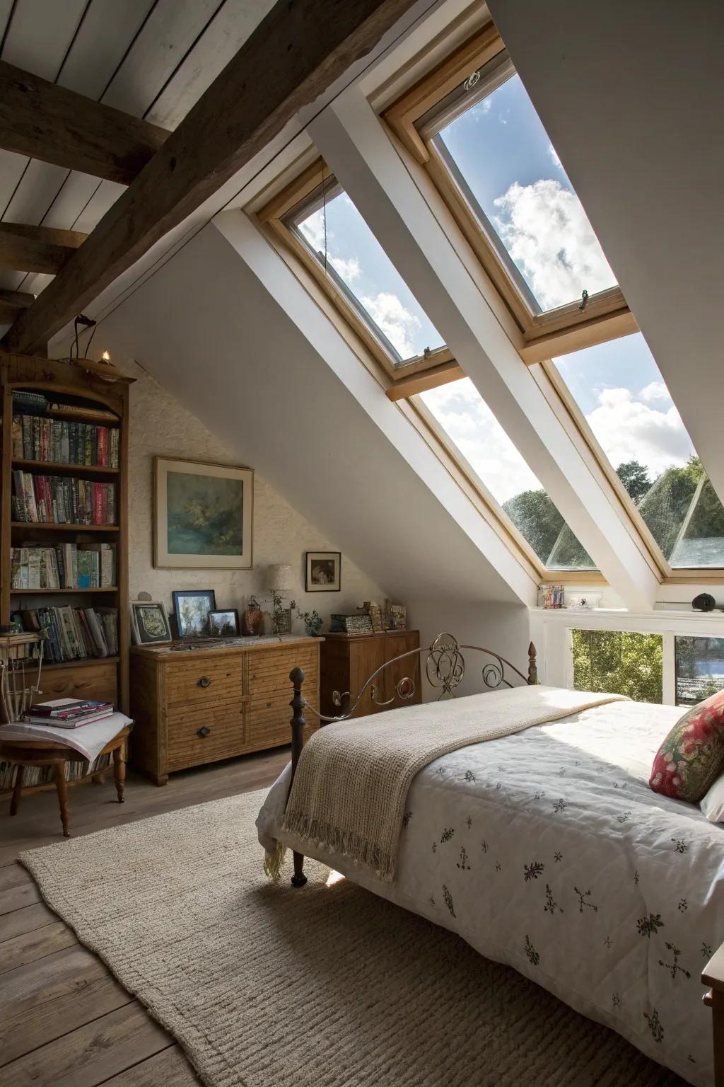 Brighten your space with strategic skylights.