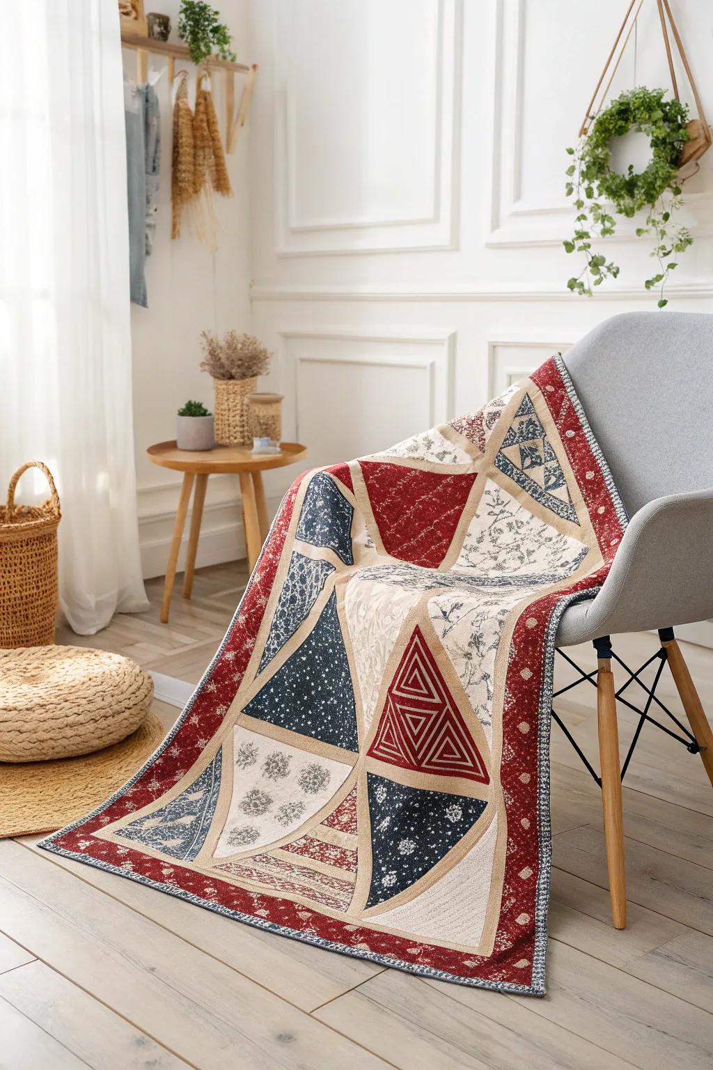 Discover the artistry of geometric bandana quilts â where modern design meets timeless elegance.