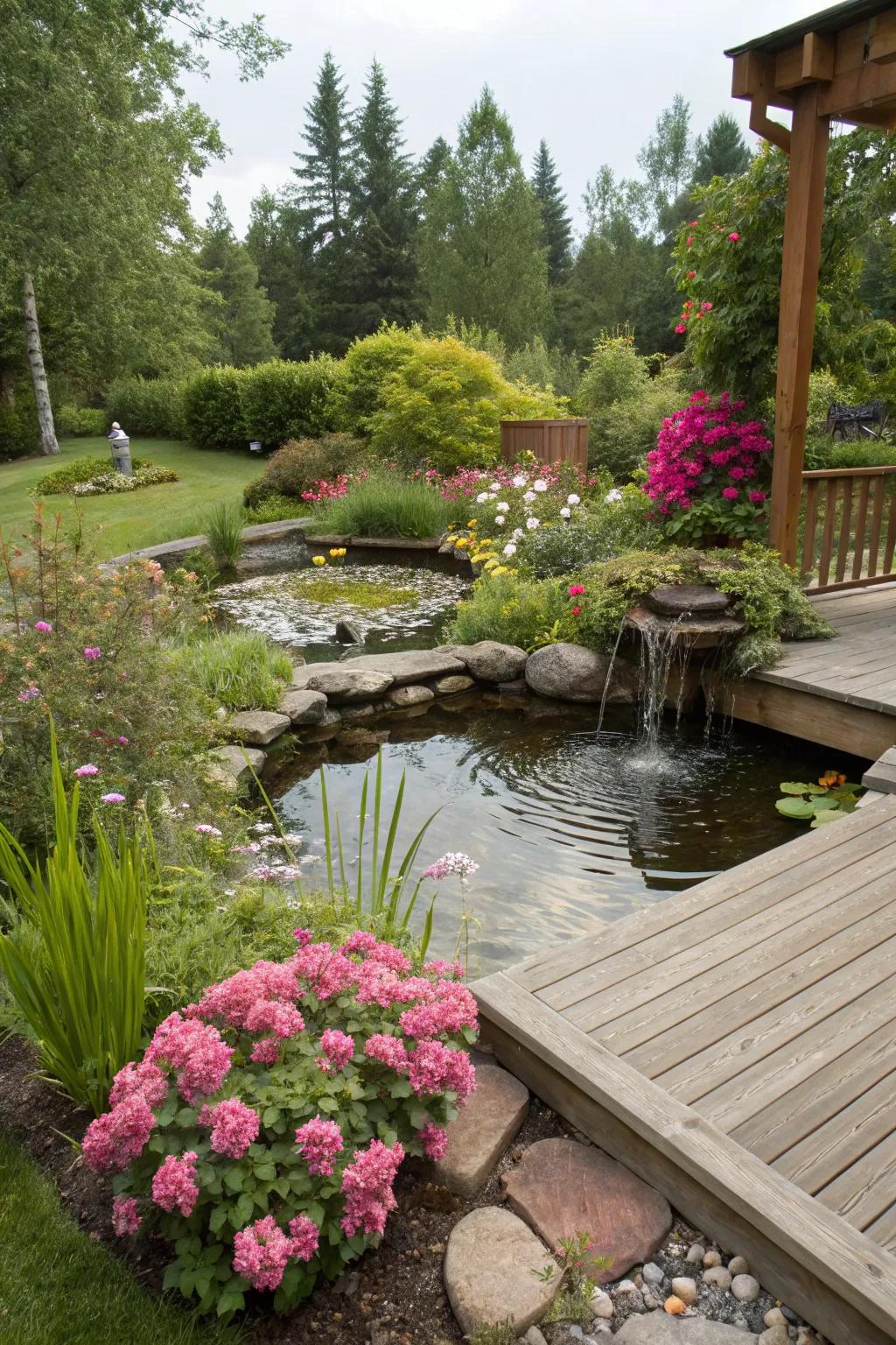 Unique water features add tranquility and charm to your deck.