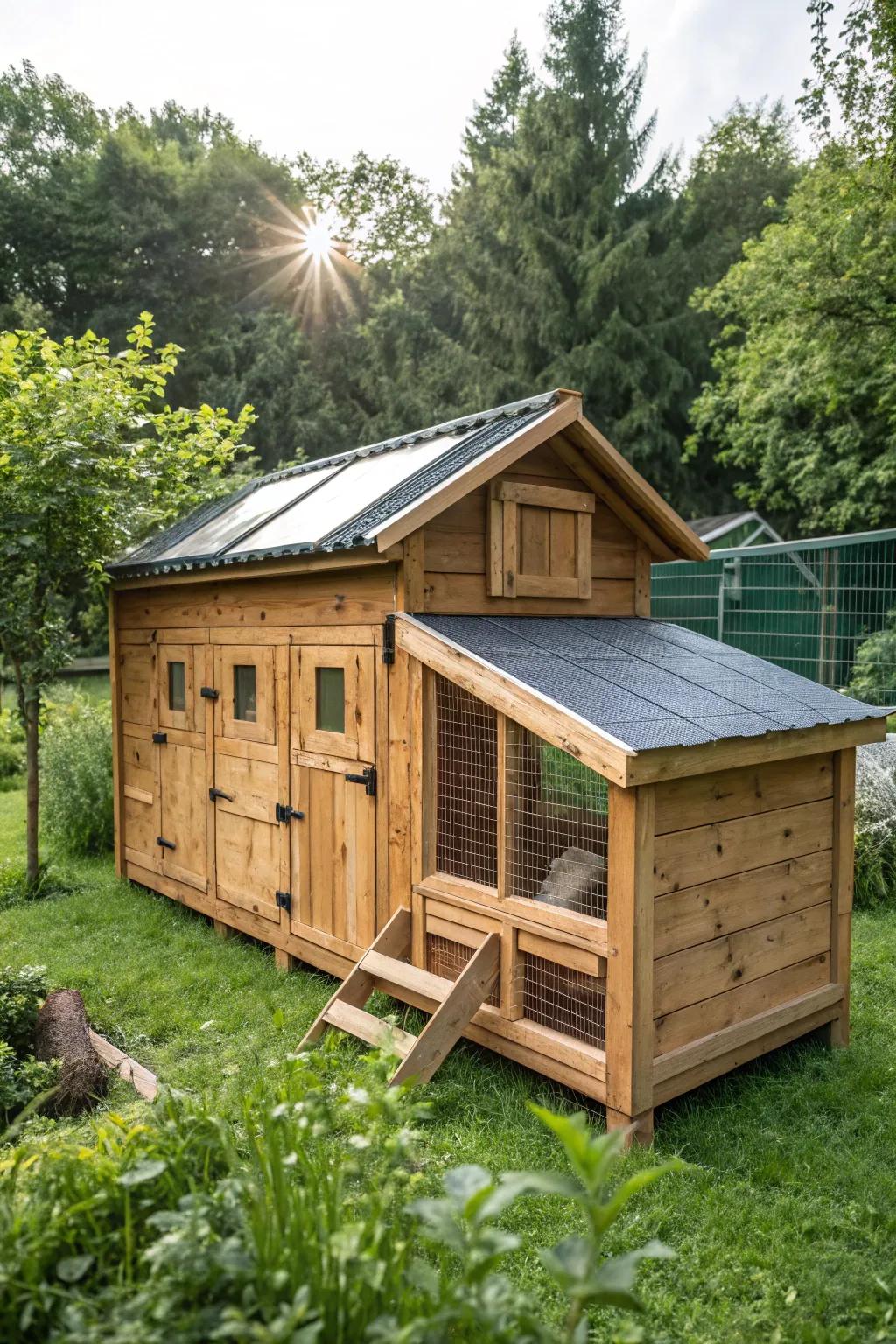 Harness the sun for your feathered friends with this solar-powered chicken coop!