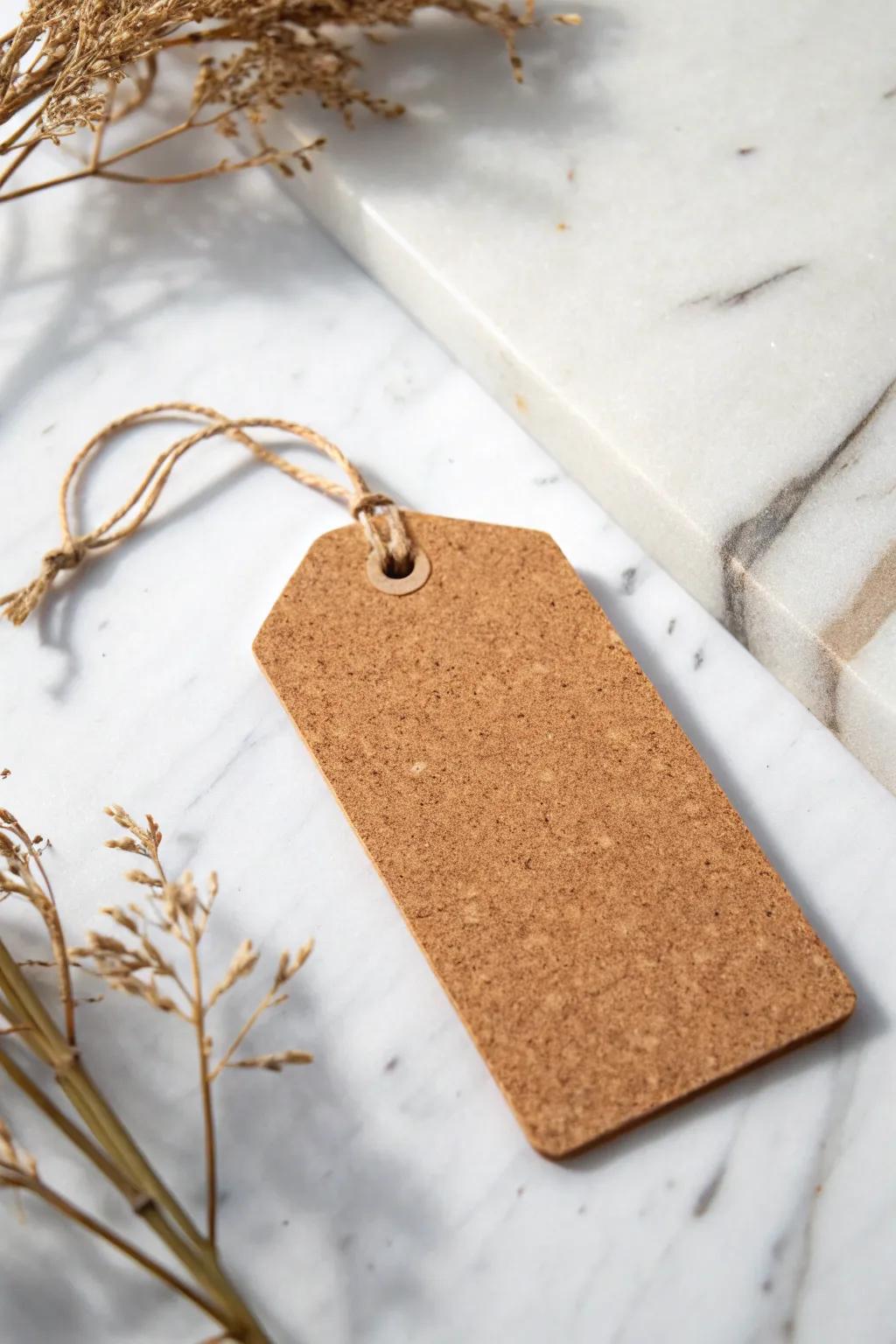 Elevate your gift wrapping with handcrafted cork board tagsâa perfect blend of rustic charm and minimalist elegance.