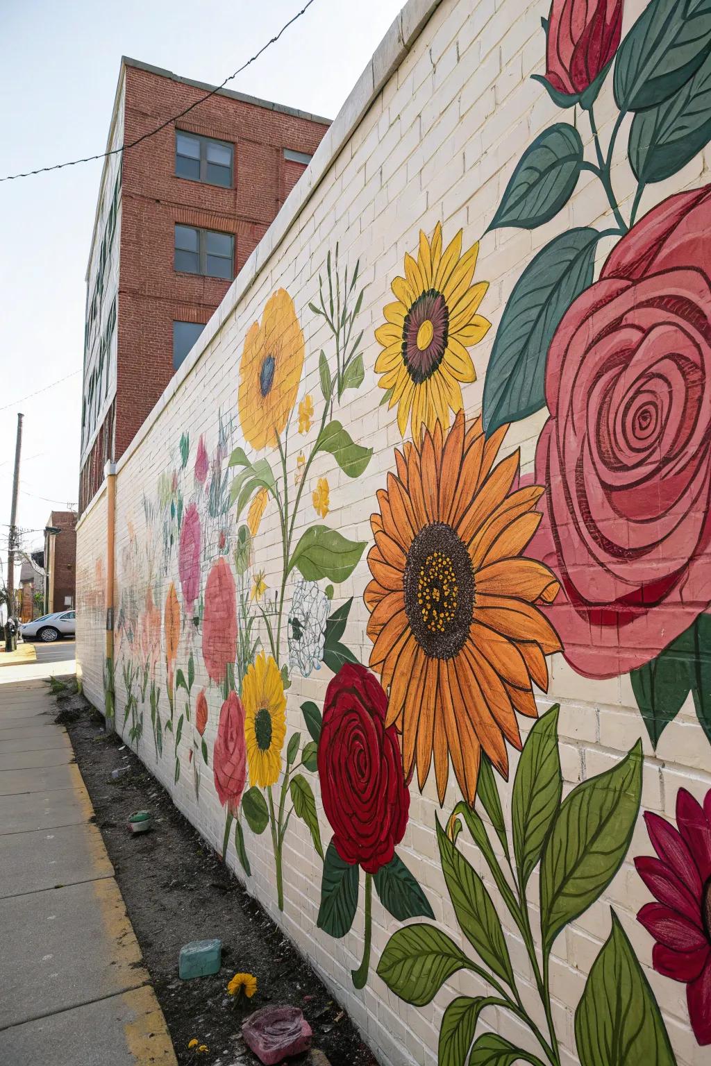 A floral mural enhances the beauty of your garden.