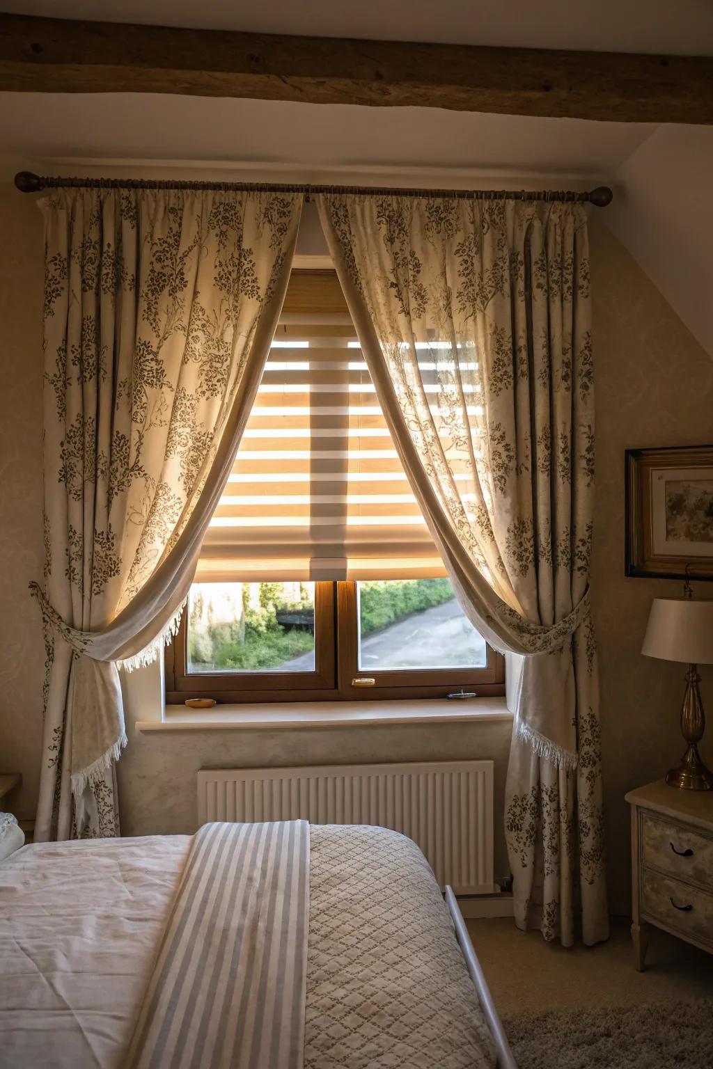 Layered textures on a small window for a versatile look.