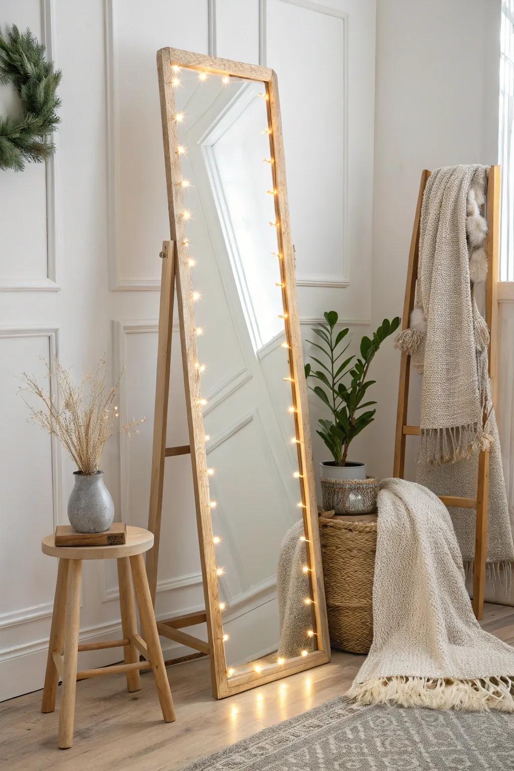 Transform your mirror into a nighttime marvel with decorative light strips for a cozy, stylish glow.