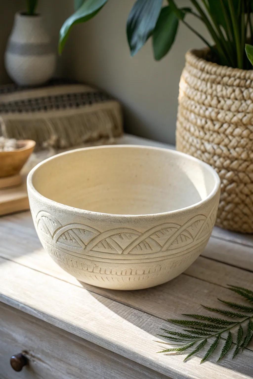 Embrace the art of simplicity and craftsmanship with this beautiful DIY clay bowl.