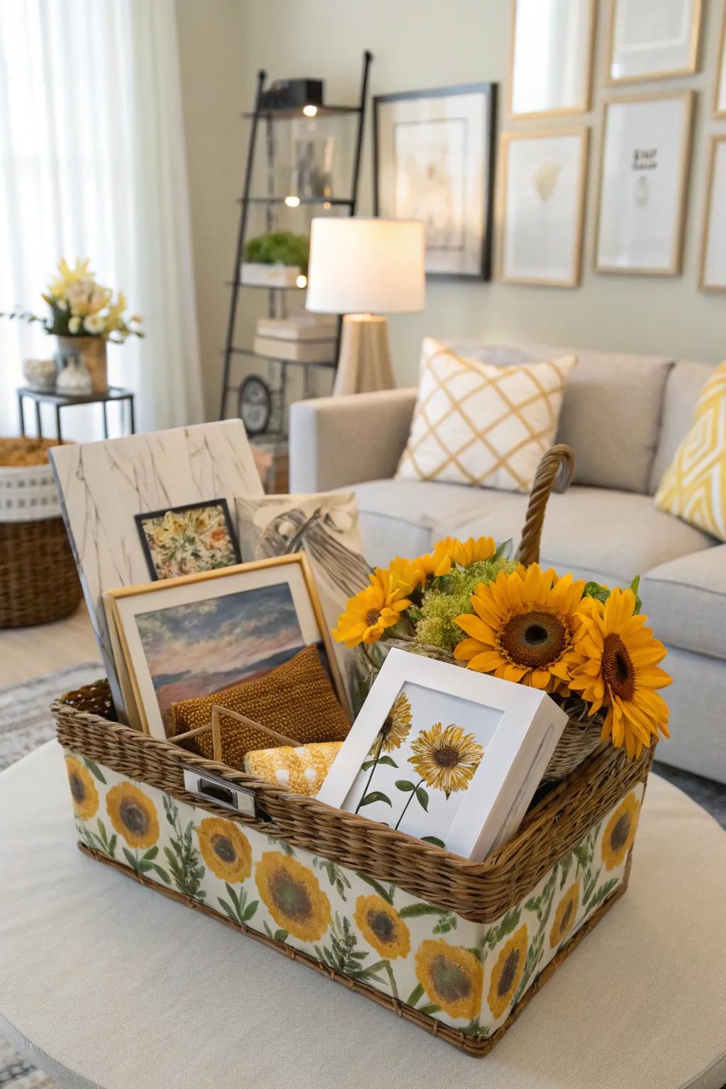Adorn your walls with a sunflower art lover's basket.