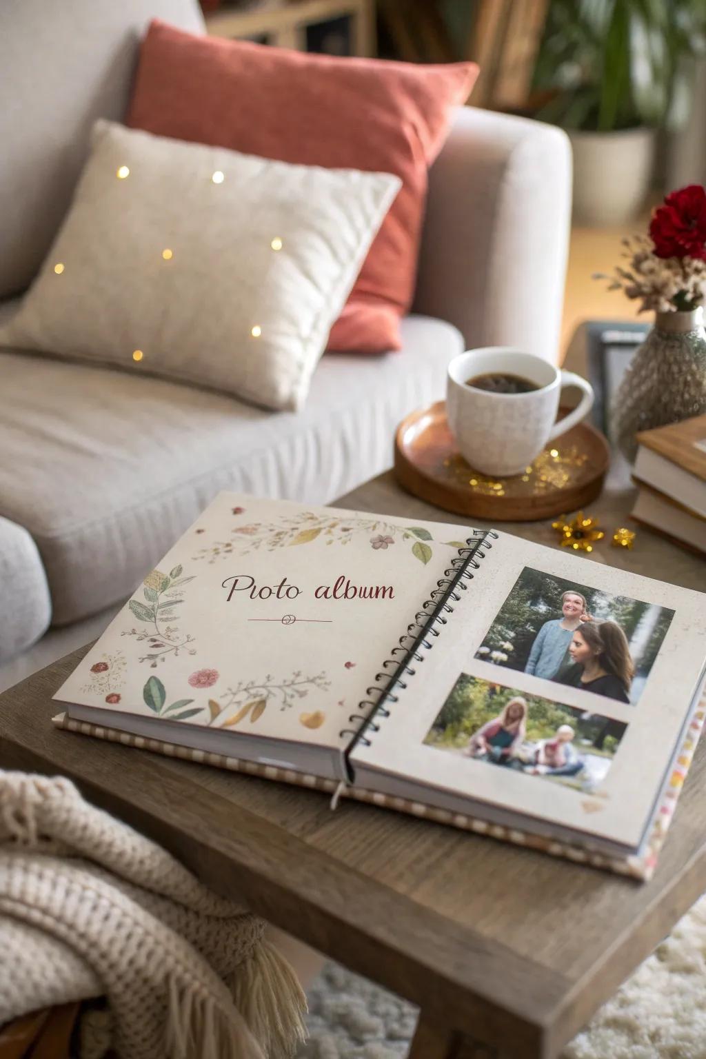 A custom photo album filled with cherished memories, a timeless gift for loved ones.