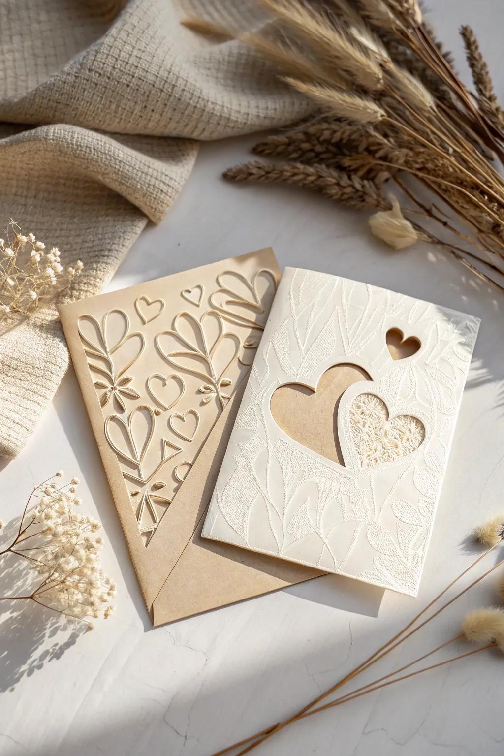 Capture the essence of love with a handcrafted paper art card, where simplicity meets heartfelt elegance.