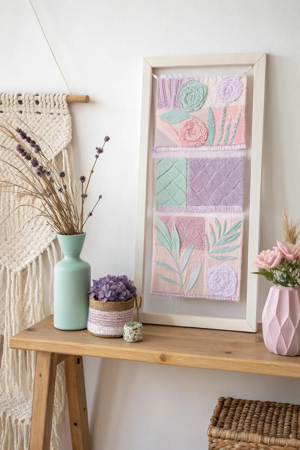 Embrace the art of layering with pastel collages that blend simplicity with a touch of boho charm.