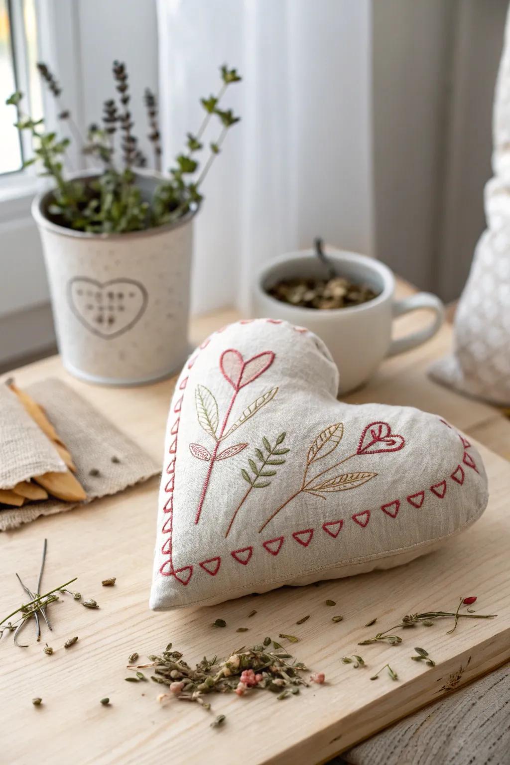 Handcrafted love for your feline friend: A minimalist catnip heart toy with a touch of boho charm.