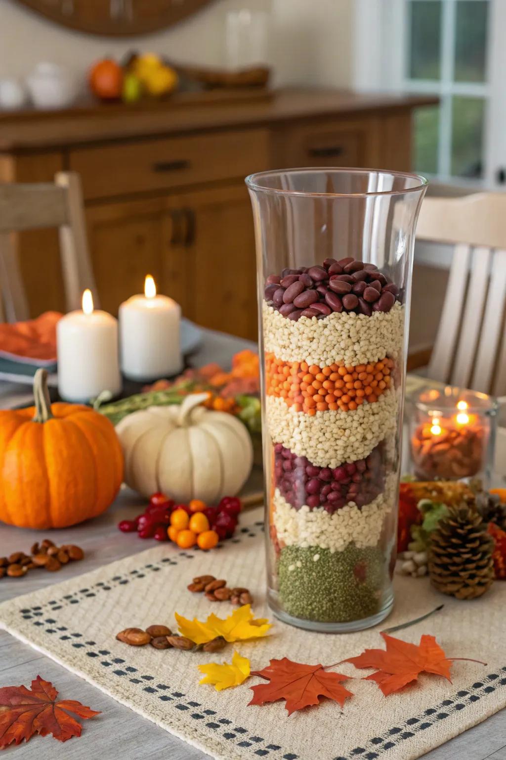 Layered grains offer texture and color.