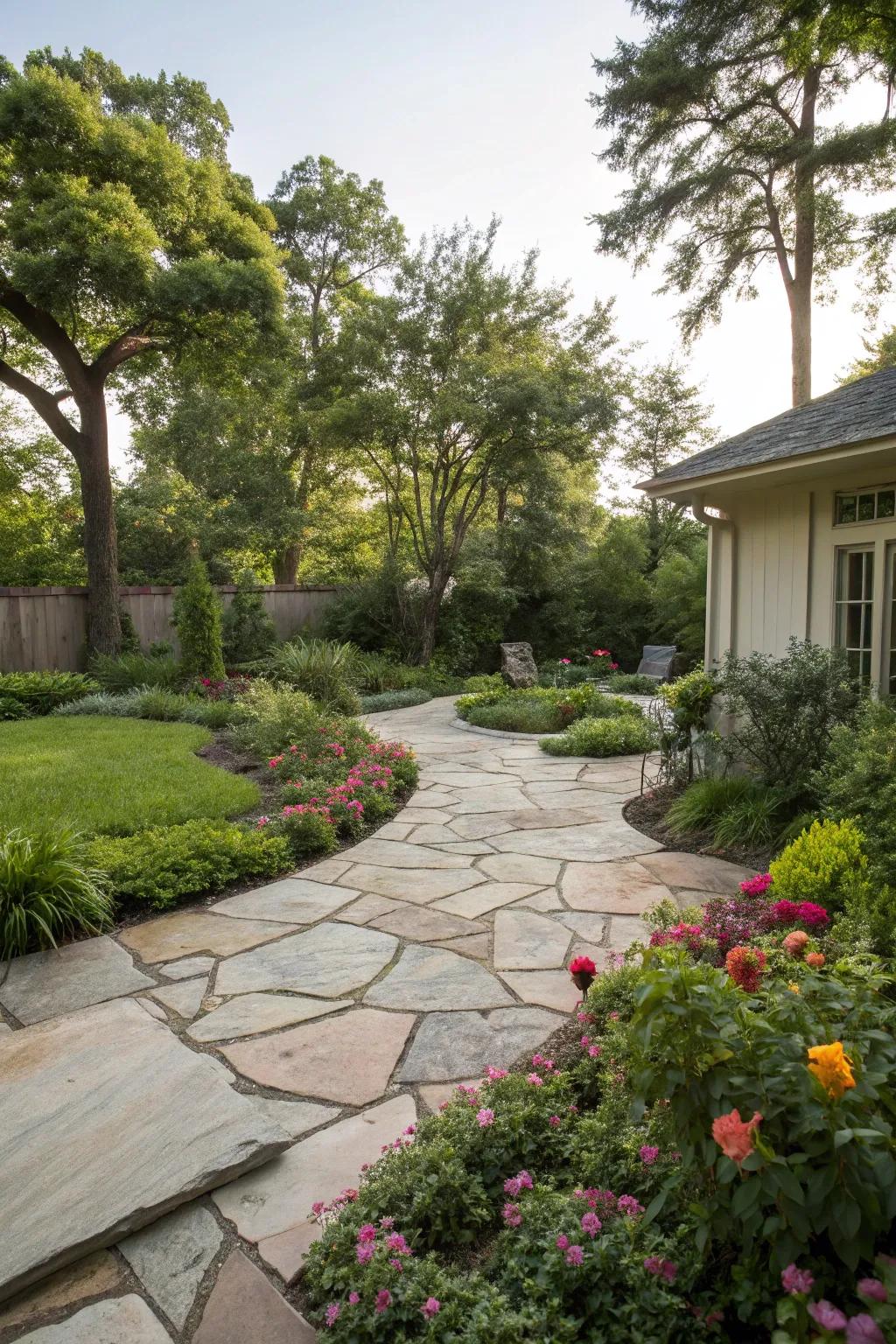 Hardscaping creates functional and low-maintenance areas.