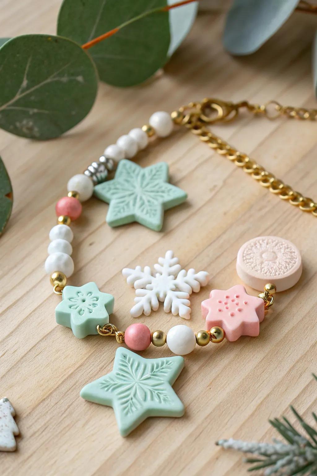 Elevate your holiday style with these charming DIY clay bead bracelets, perfect for adding a personal touch to your festive look.