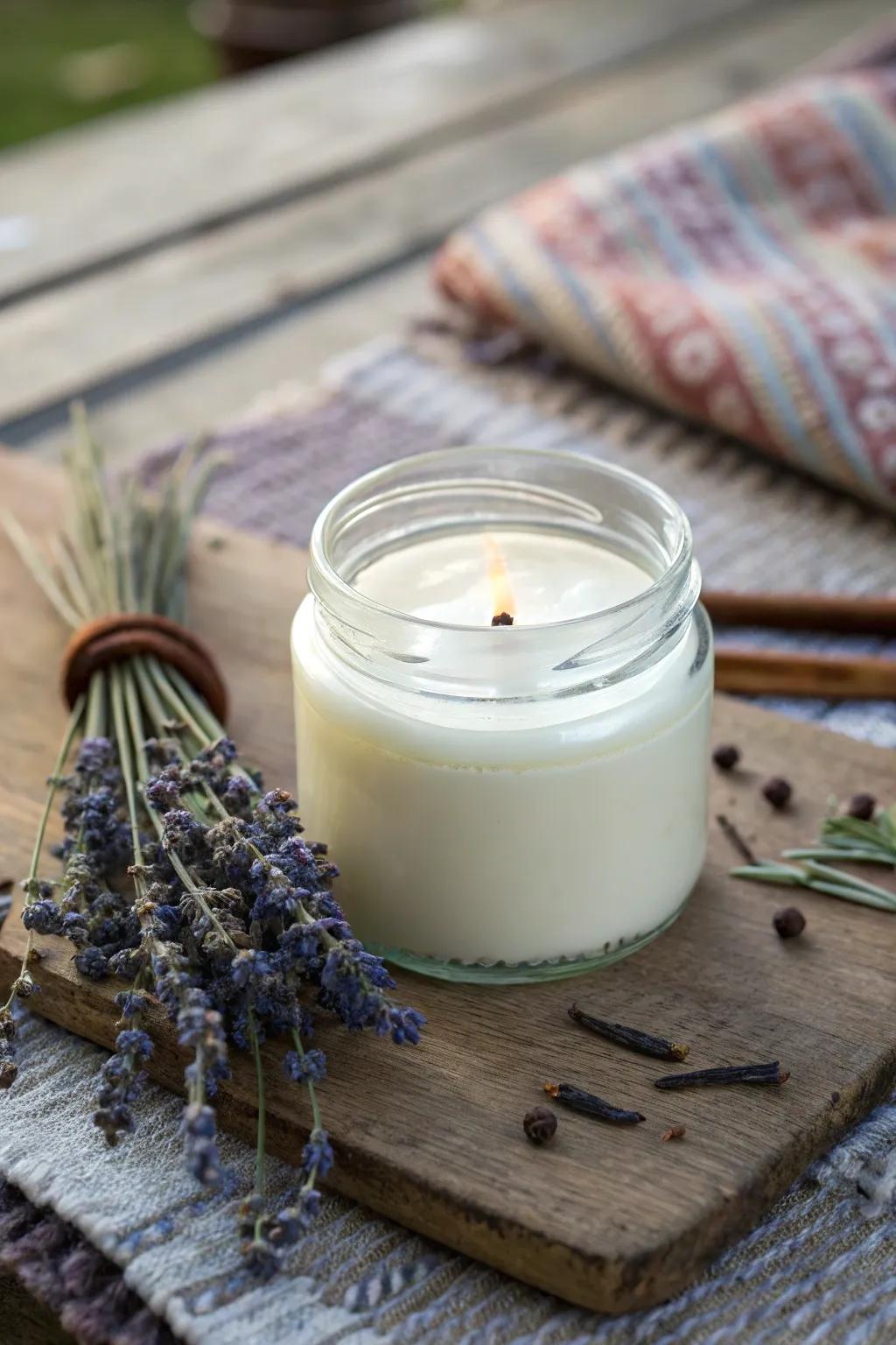 Craft the perfect cozy evening with a custom lavender-vanilla candle.