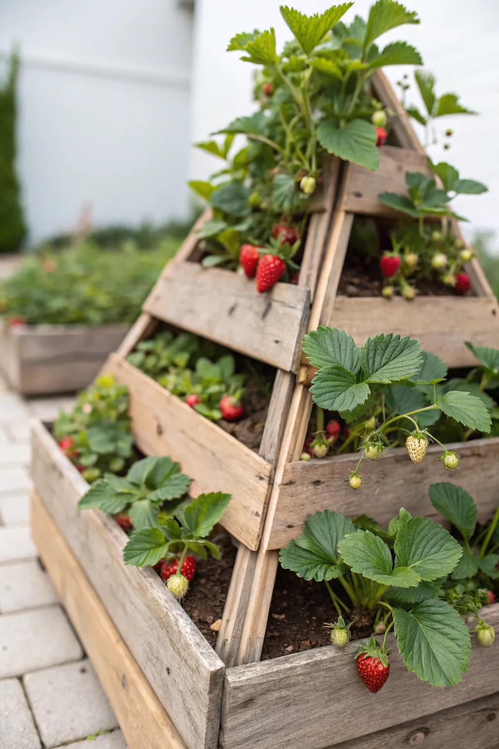 Elevate your garden style with a charming pyramid strawberry planter â a perfect blend of minimalism and boho flair!
