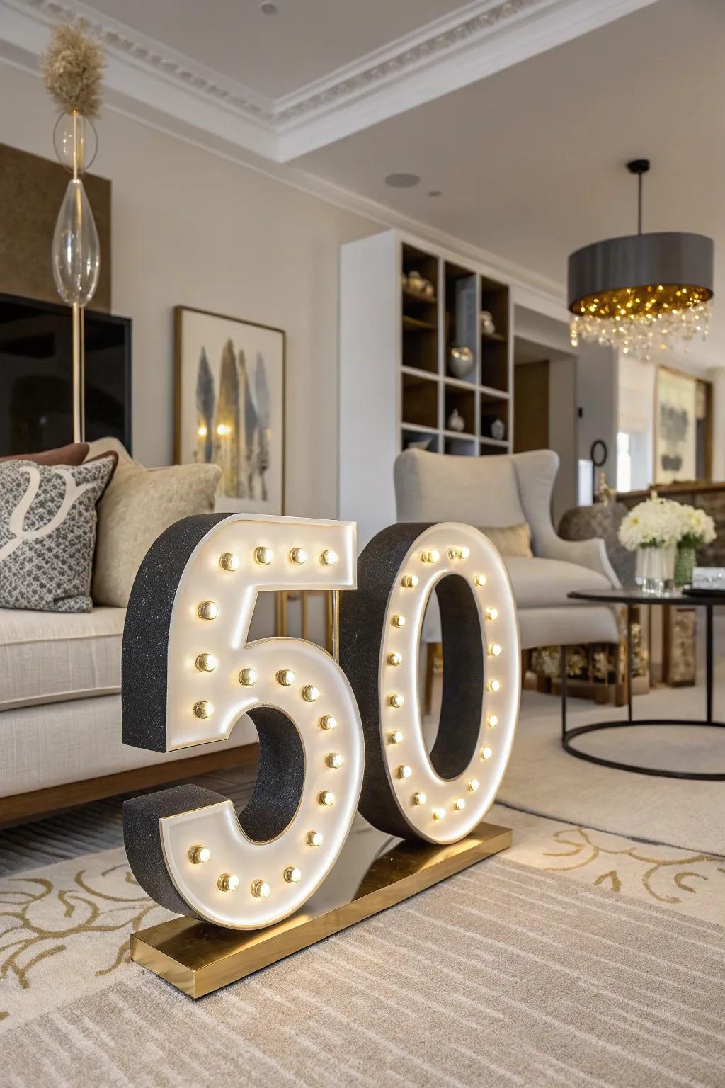 Large numerical props for milestone birthdays