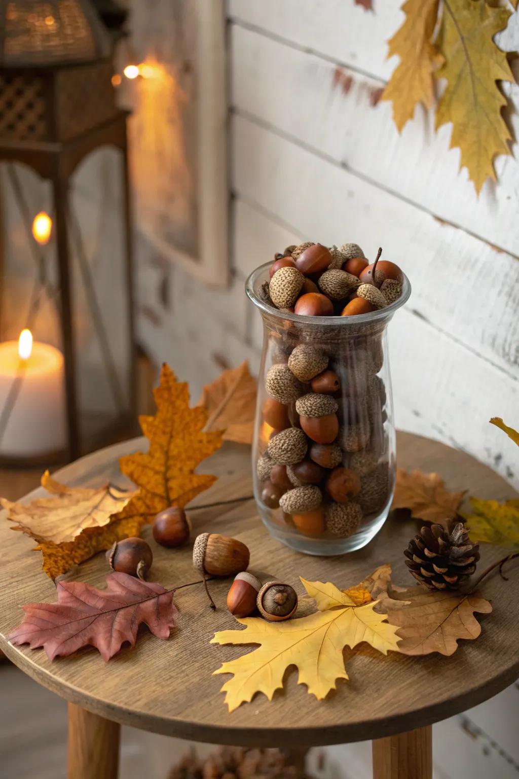 Acorns add a playful woodland feel.